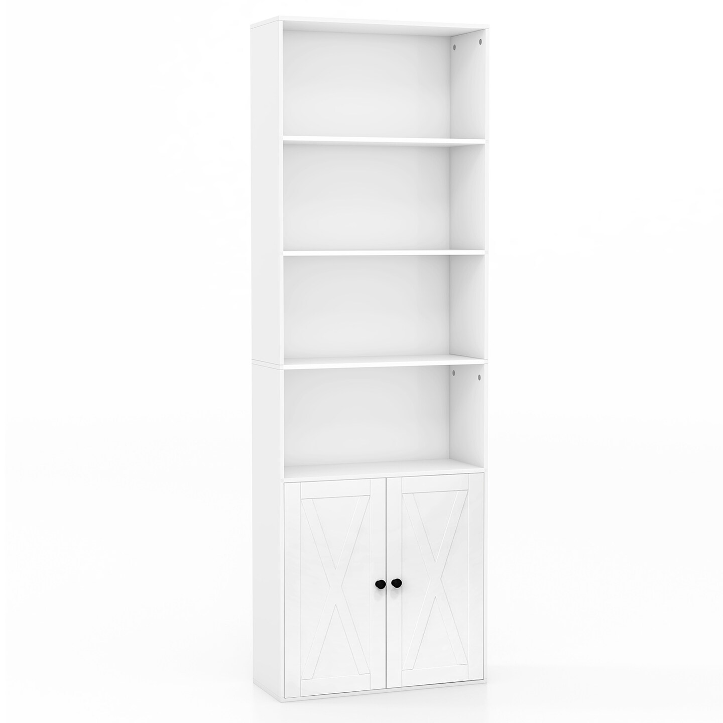 71 Inch Freestanding Bookshelf with 6 Shelves and 2-Door Cabinet