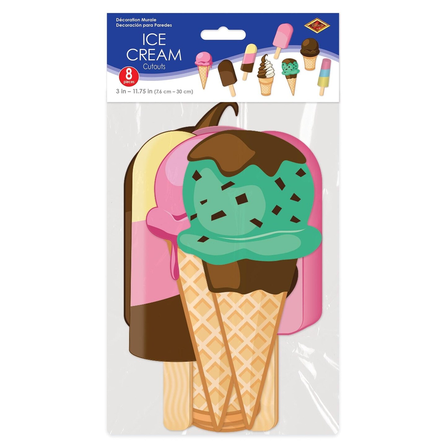 96 Pack Beistle Ice Cream Party Cutouts