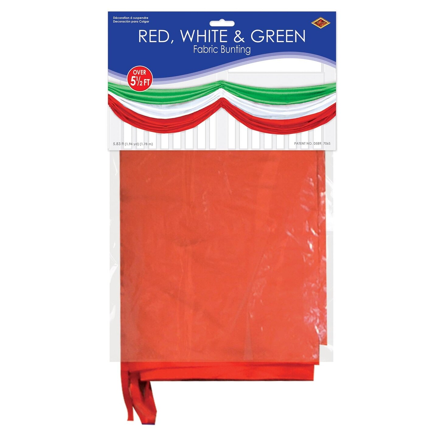 6 Pack Beistle Fiesta Red, White/Green Fabric Bunting