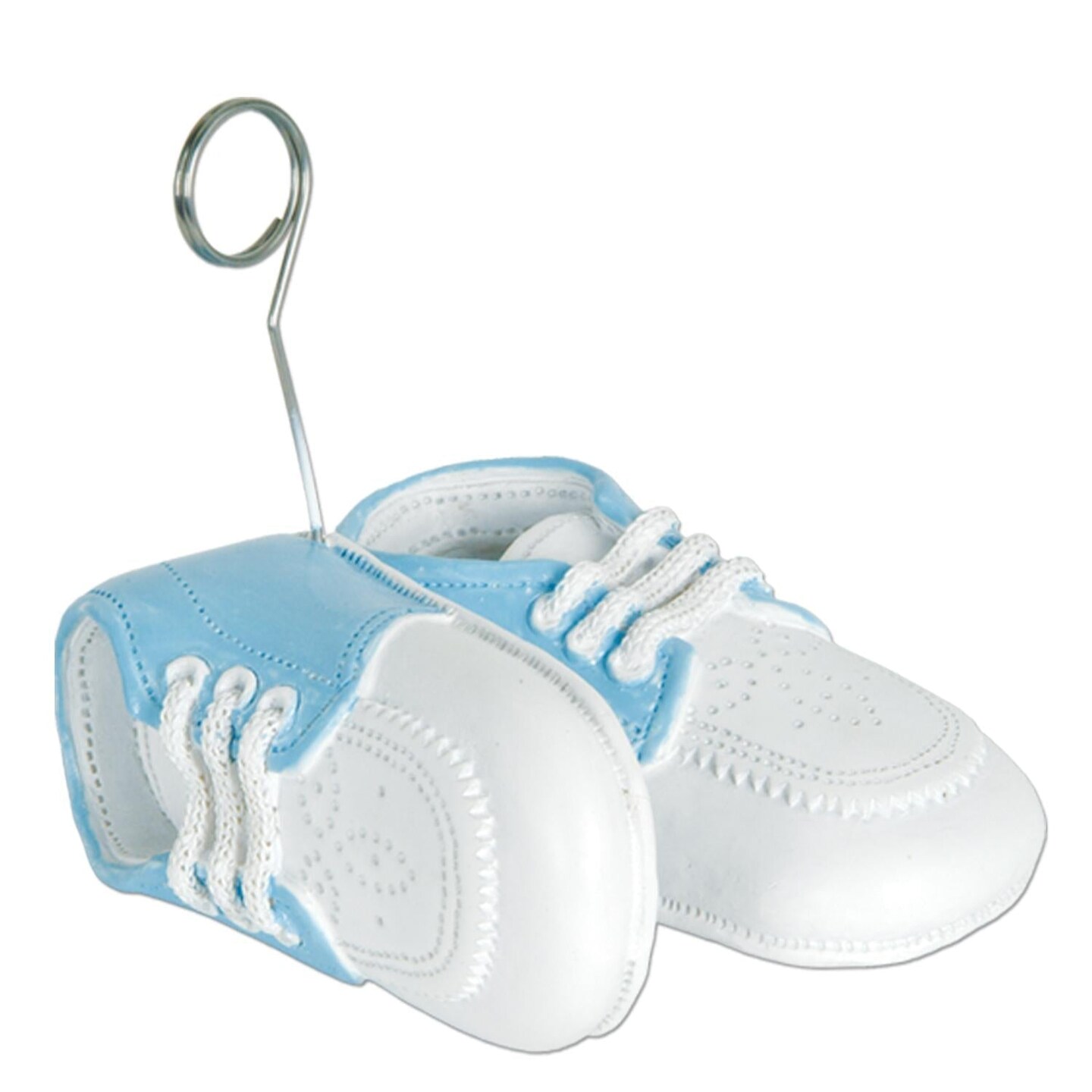 6 Pack Bulk Baby Shoes Photo/Balloon Holder - white with lt blue upper