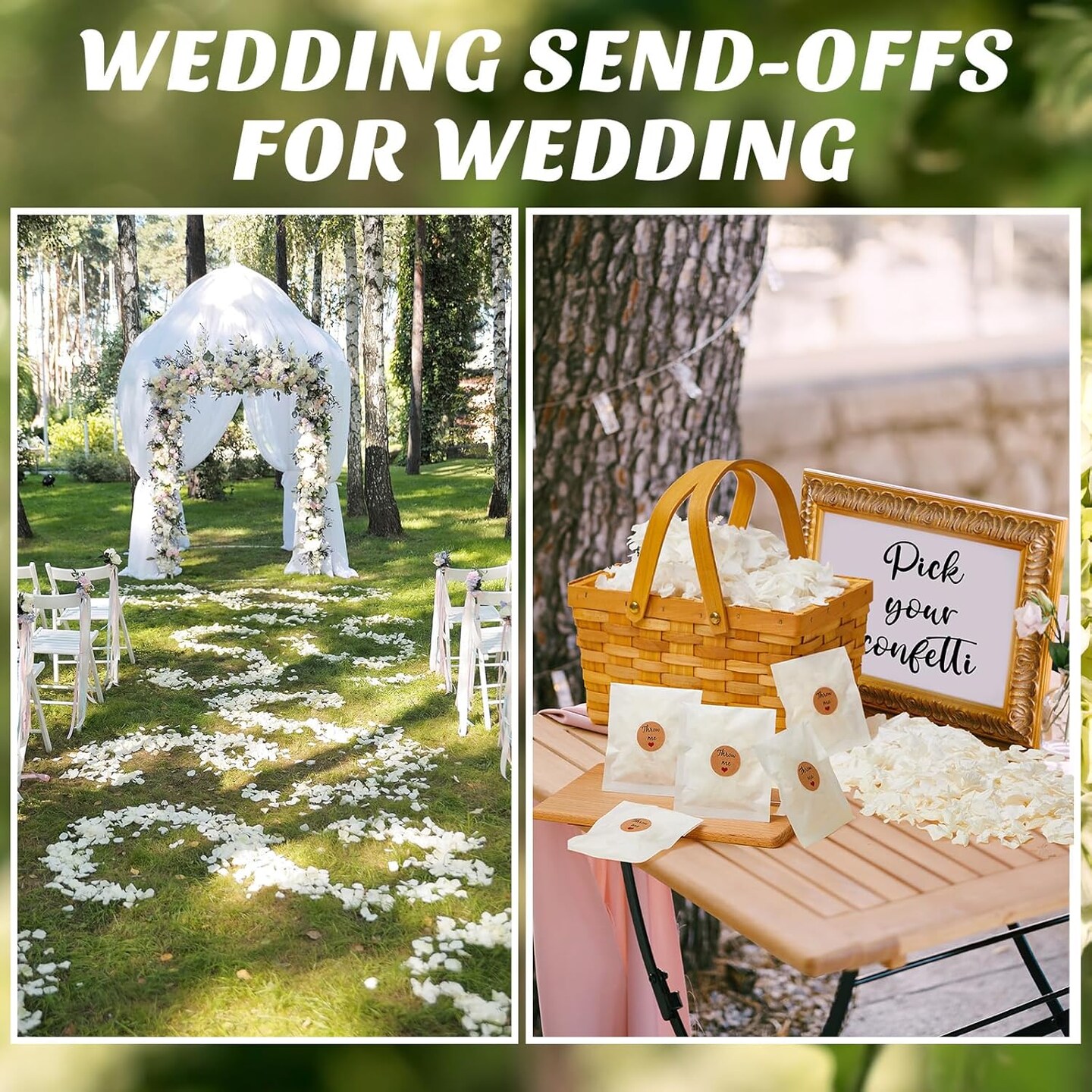 55 Pack Biodegradable Confetti, White Dried Hydrangea Flower Petals with 60 Pcs Throw Me Stickers Wedding Confetti Biodegradable Flower Petals