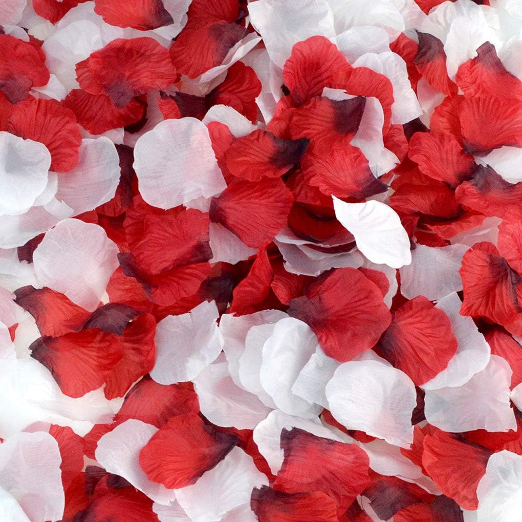 2000 PCS Red and 2000 PCS White Dark Silk Rose Petals Wedding Flower Decoration