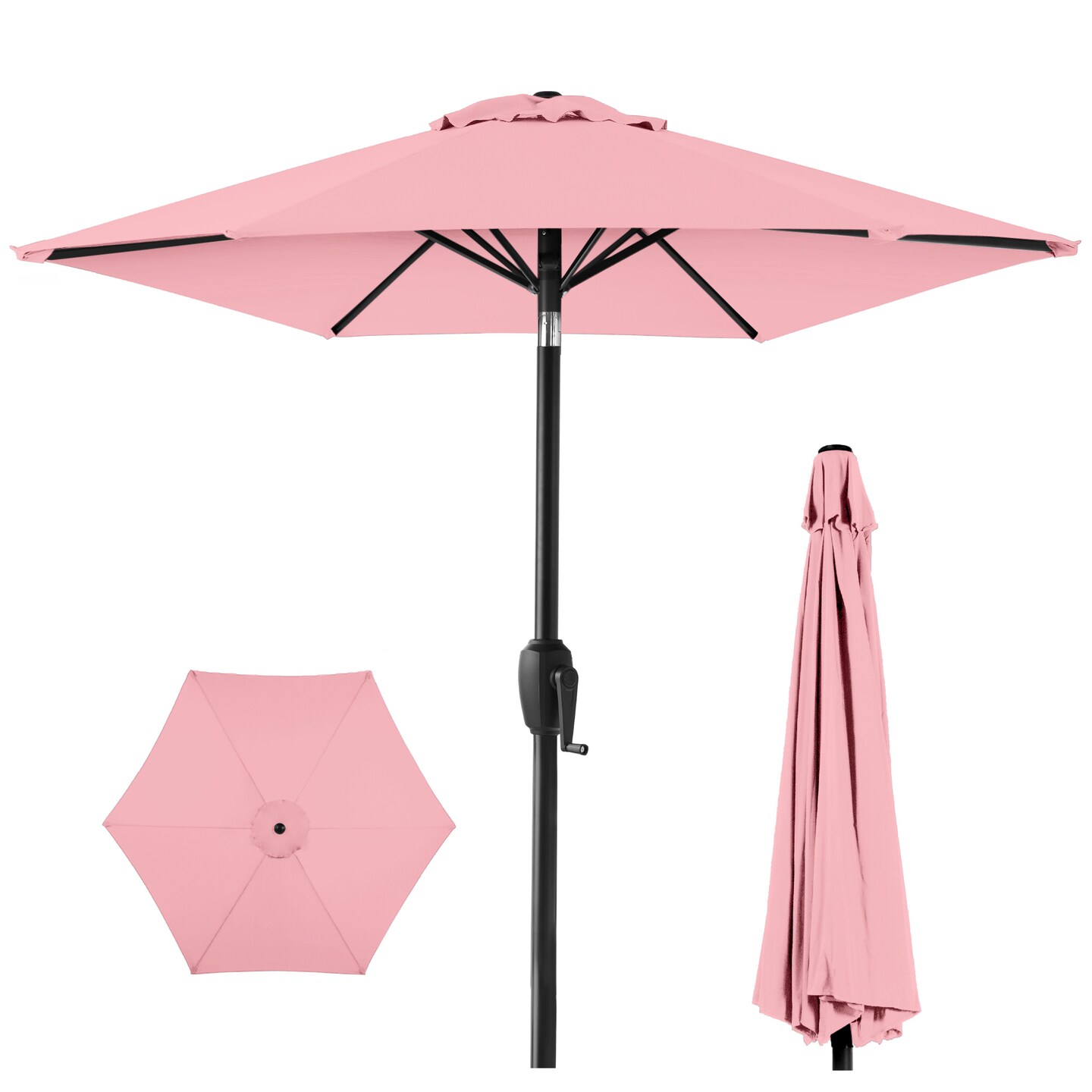 Best Choice Products 7.5ft Heavy-Duty Outdoor Market Patio Umbrella w/ Push Button Tilt, Easy Crank