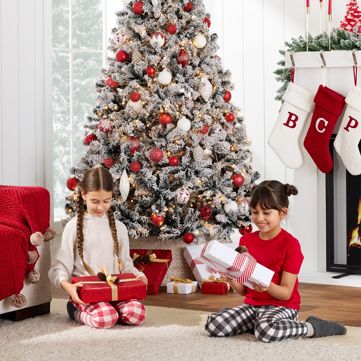 Best Choice Products Pre-Lit Black Christmas Pine Tree w/ Flocked Branches, Warm-White Lights