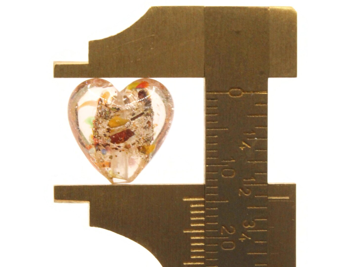 4 16mm Pink with Rainbow Inclusions Lampwork Glass Heart Beads