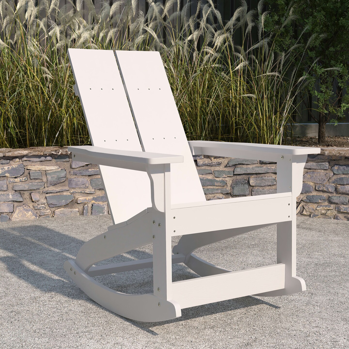 Merrick Lane Wellington UV Treated All-Weather Polyresin Adirondack Rocking  Chair for Patio, Sunroom, Deck and More