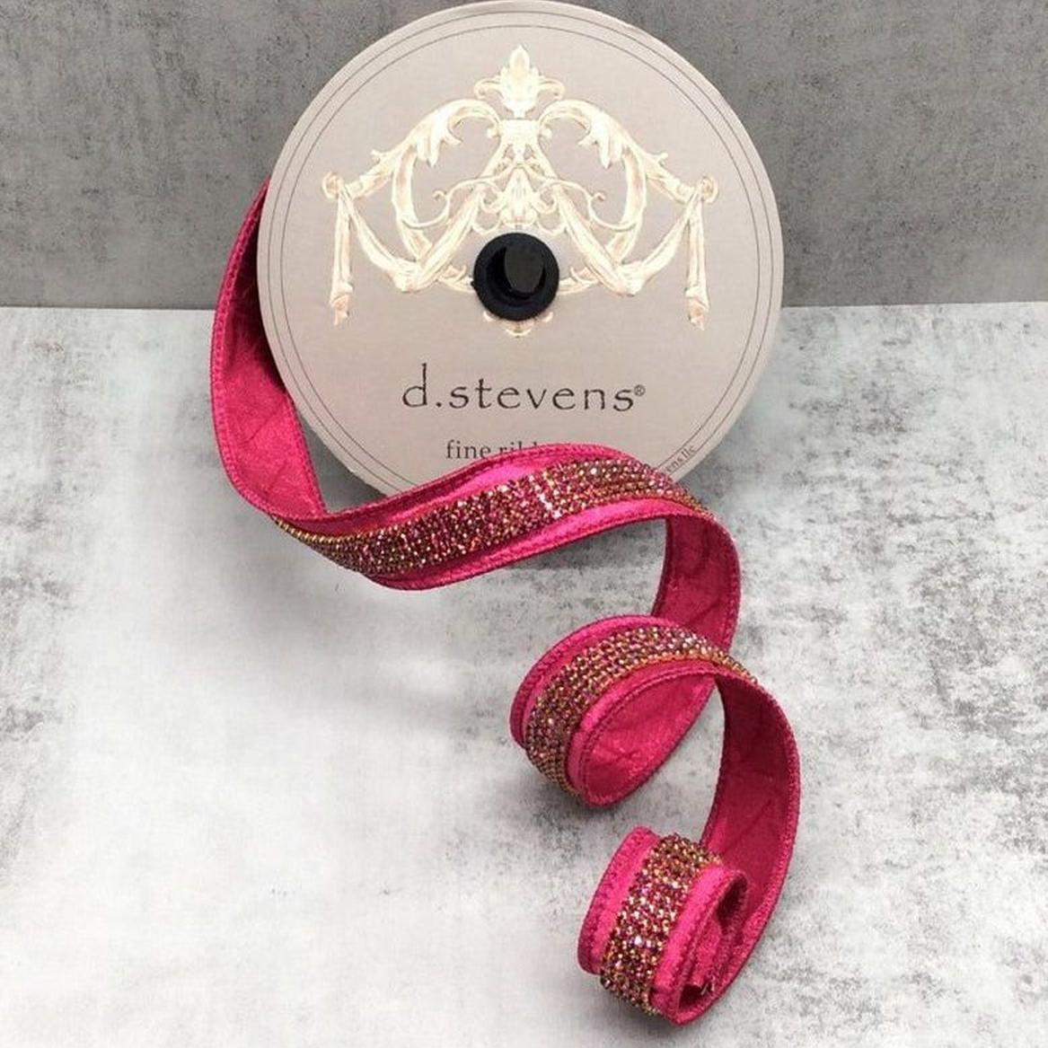 1&#x22; Metallic Dupion Duchess Jewel Ribbon: Hot Pink (5 Yards)