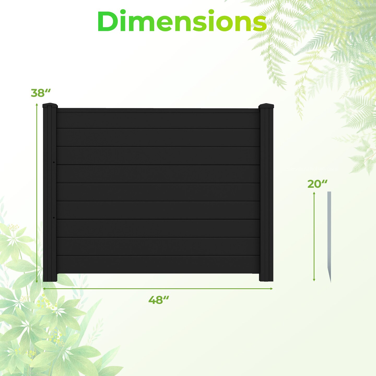 Outdoor Privacy Fence Panels No-Dig 3-Panel Set with Metal Ground Stakes