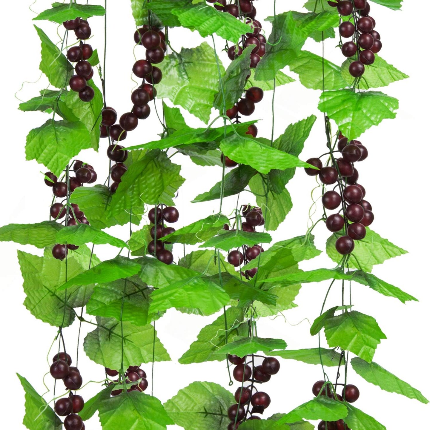 8FT 5pcs Artificial Greenery Chain Grapes Fake Vines Leaves Foliage Simulation