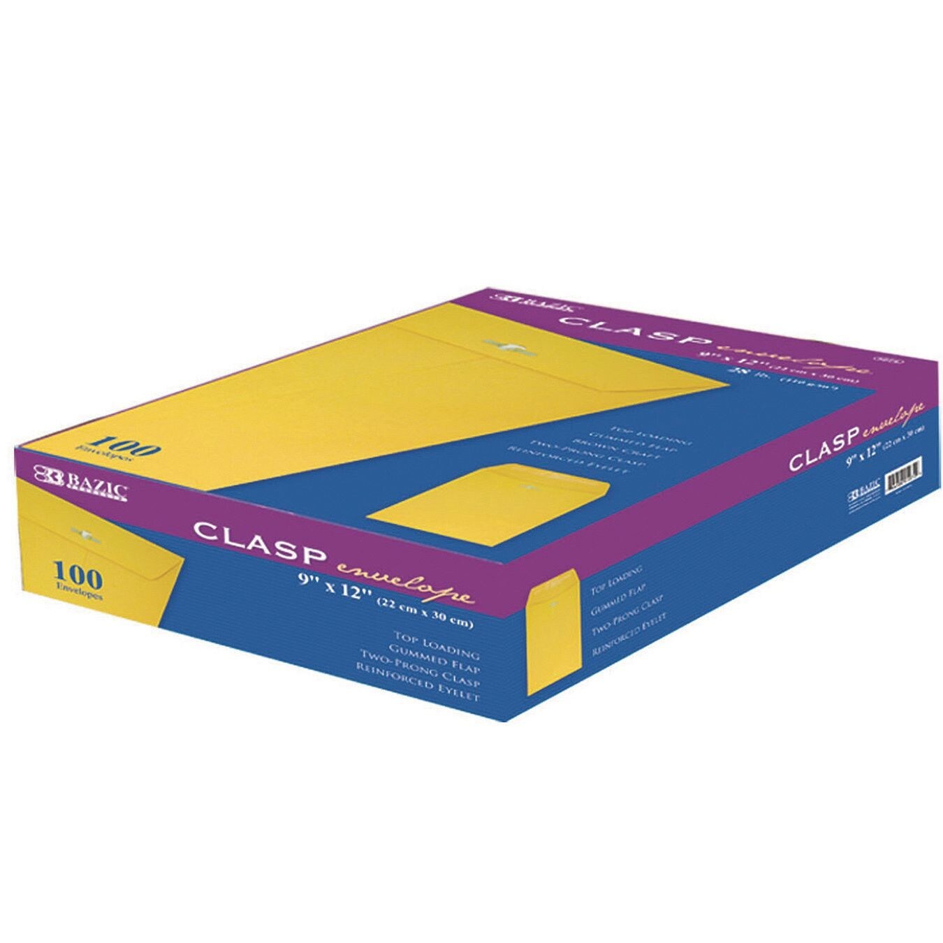 9&#x22;x12&#x22; Manila Envelopes with Clasp (Box of 100)