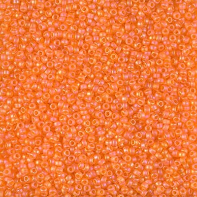 Miyuki 15/0 Round Seed Bead, 15-0138FR, Matte Transparent Orange AB, 8 grams