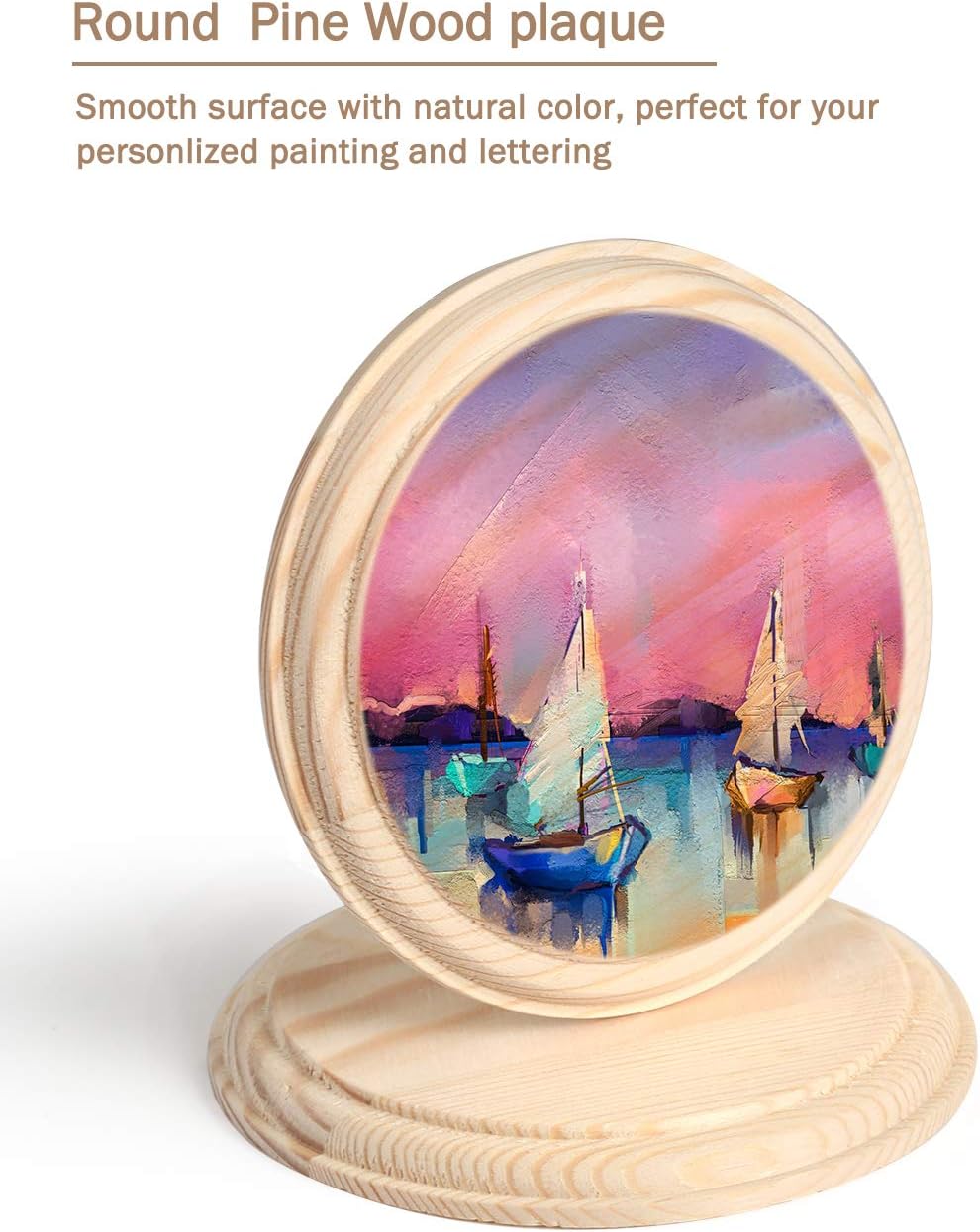 2 Pcs 4 Inch Round Wooden Plaque