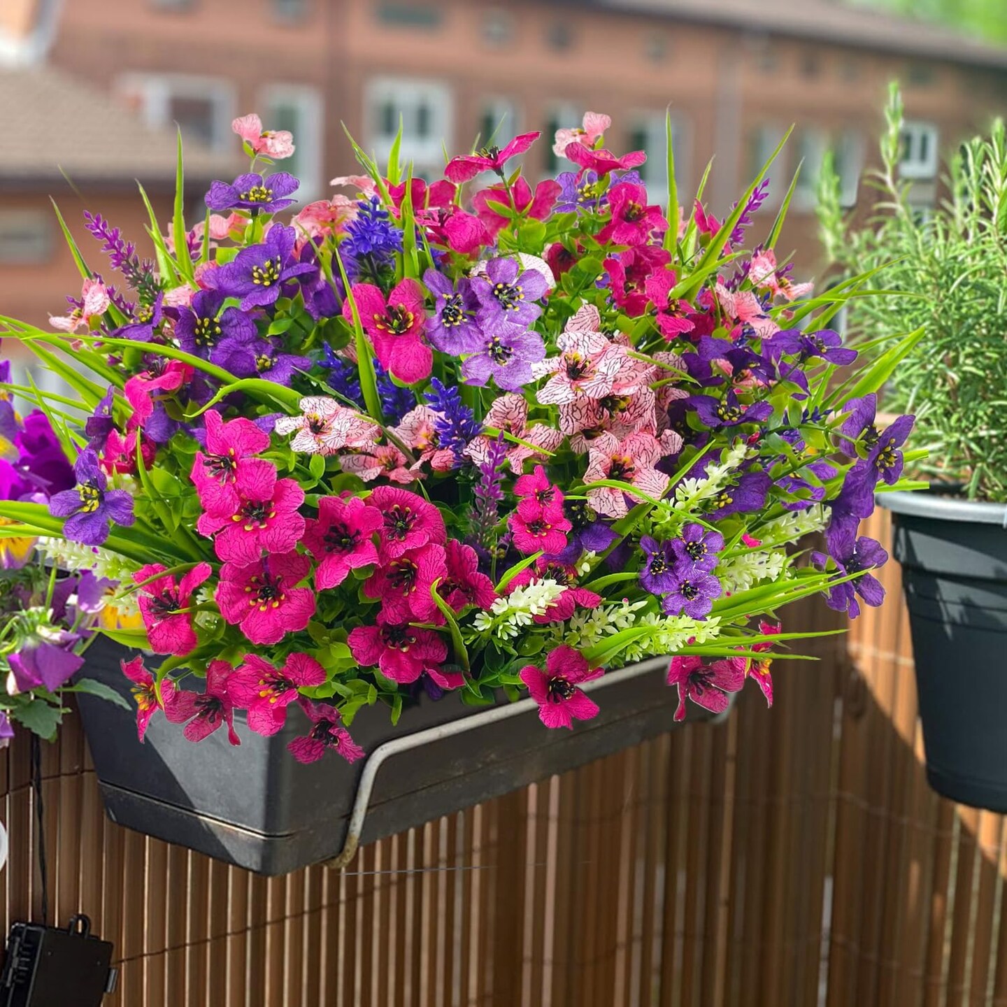 12 Bundles Artificial Flowers for Outdoors – UV-Resistant Silk & Faux Plastic Greenery Shrubs, Mixed Colors for Garden, Porch, Window Boxes, and Planters