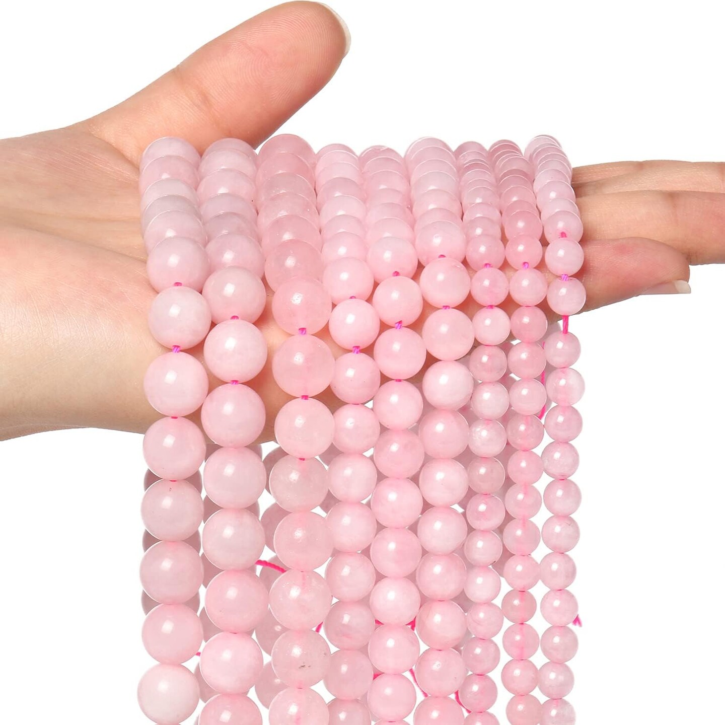 45pcs 8mm Natural Stone Beads Rose Quartz Beads Crystal Gemstone for Jewelry Making