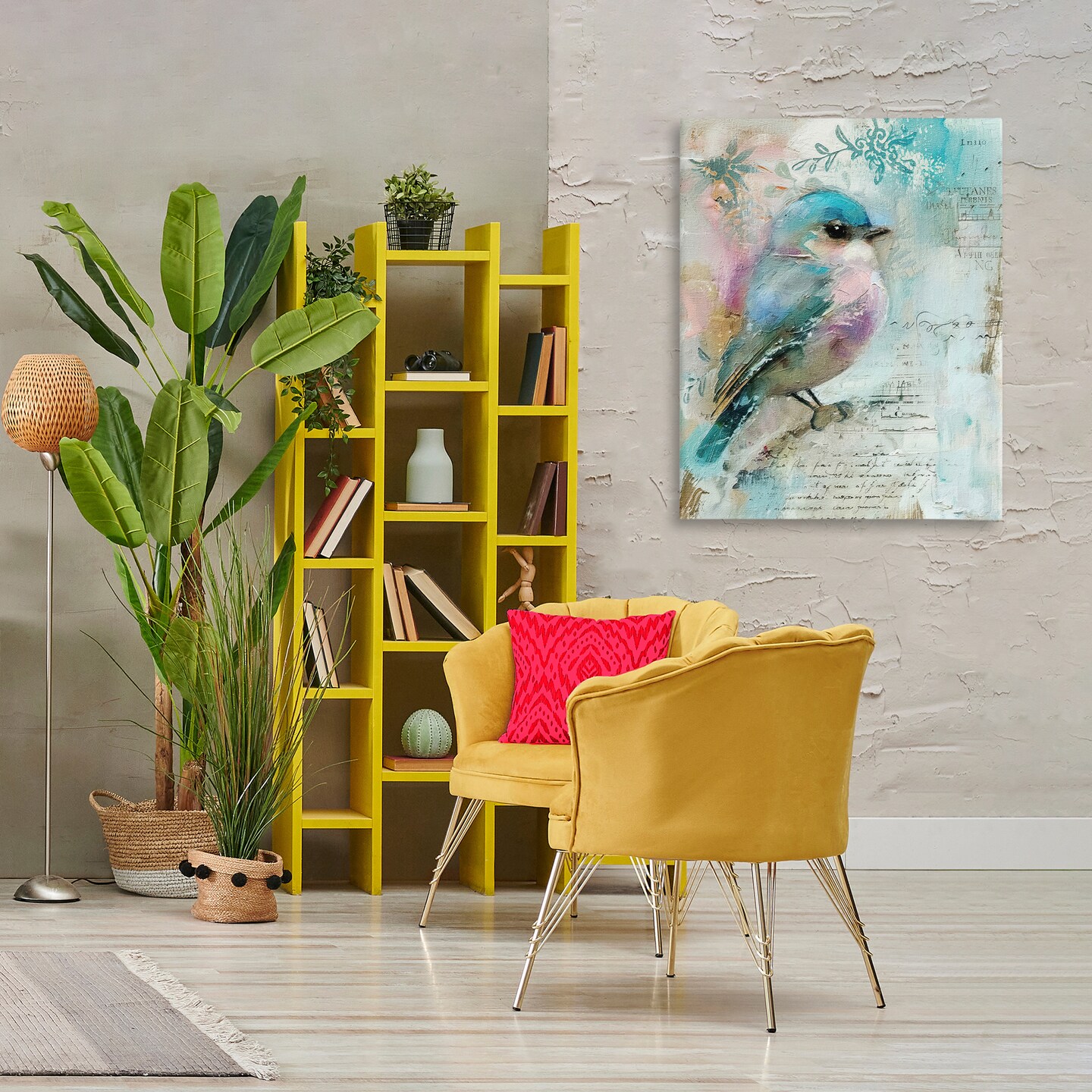 Stupell Industries Vintage Soft Pastel Bird Canvas Wall Art Design by RileyB