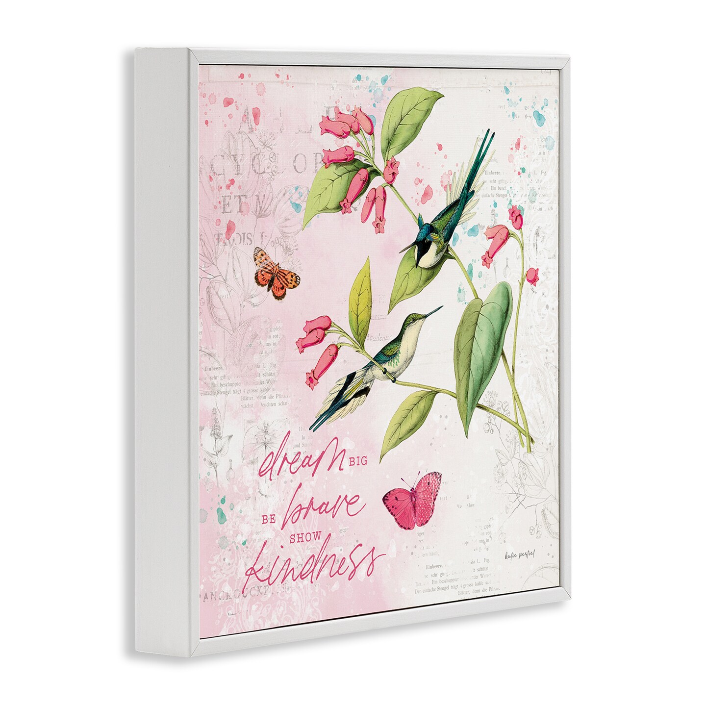 Stupell Industries Dream Big Birds & Florals Framed Giclee Wall Art Design by Katie Pertiet