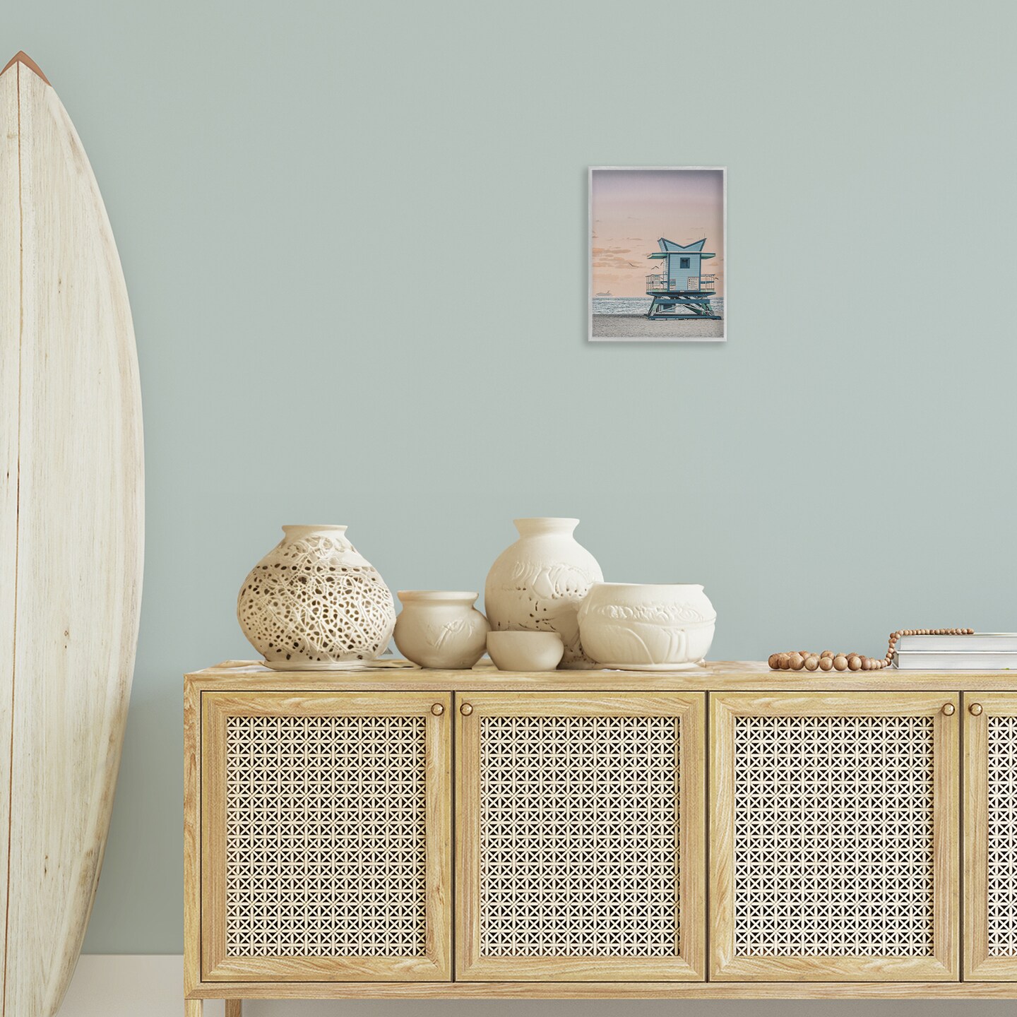 Stupell Industries Miami Lifeguard Stand Framed Giclee Wall Art Design by LSR Design Studio