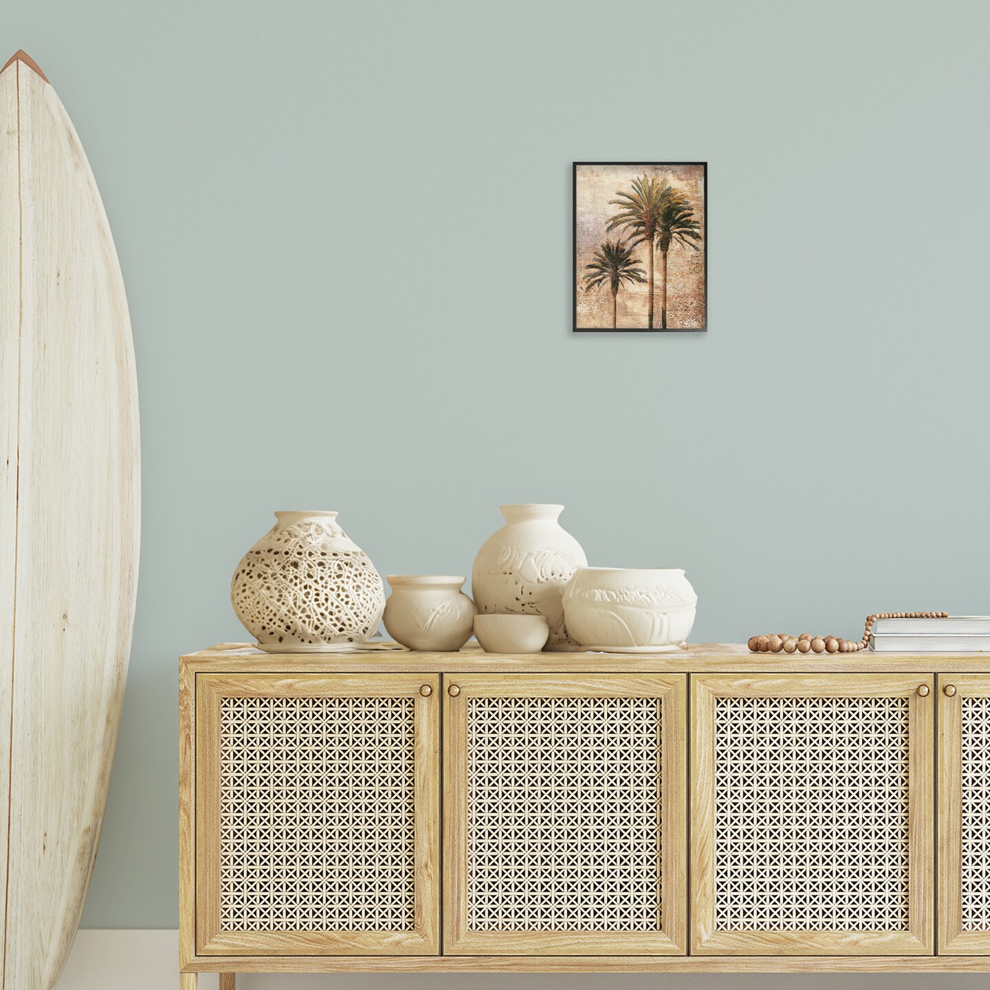 Stupell Industries Rustic Vintage Palms Framed Giclee Wall Art Design by Elizabeth Wright