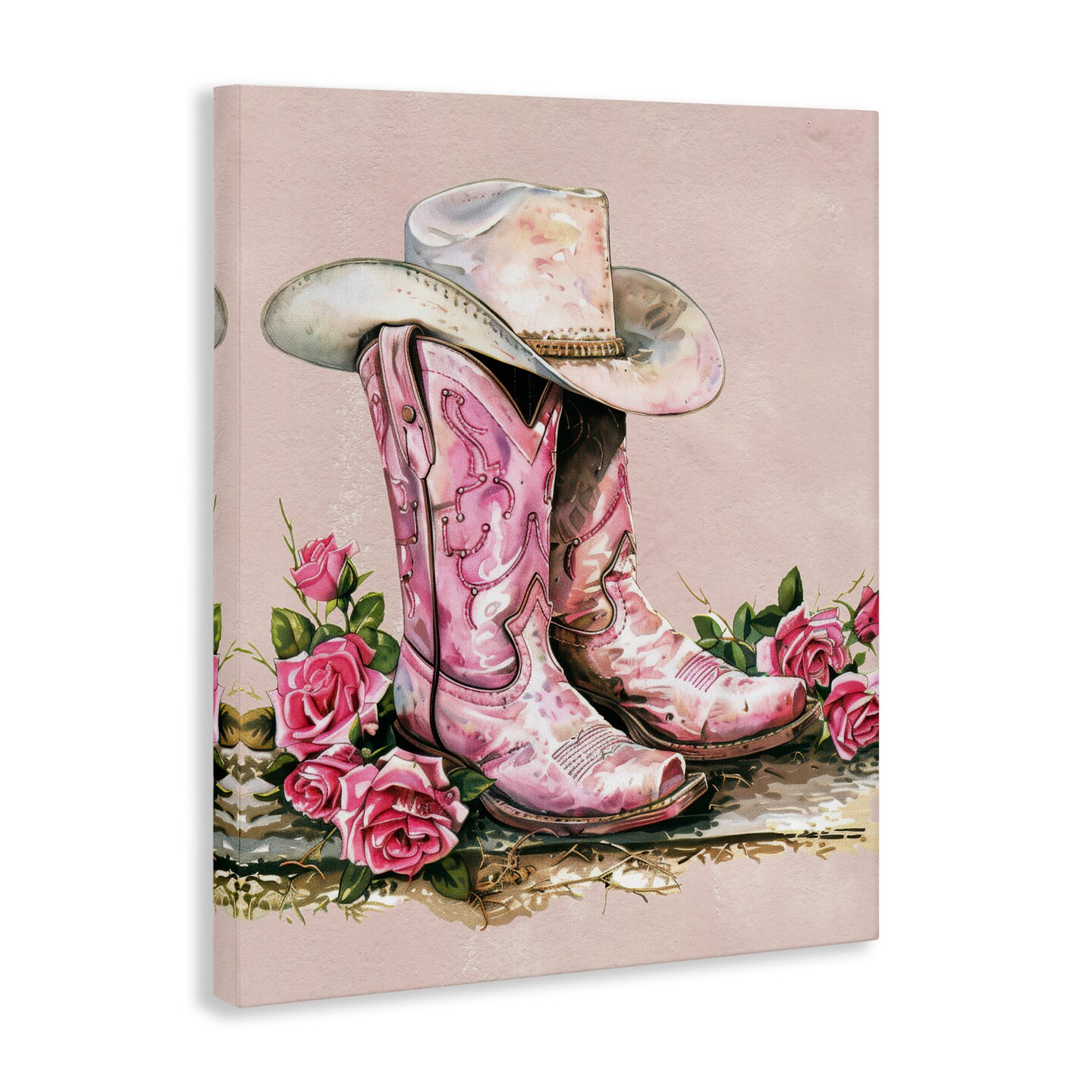 Stupell Industries Glam Bling Cowgirl Boots Canvas Wall Art Design by Lettered and Lined