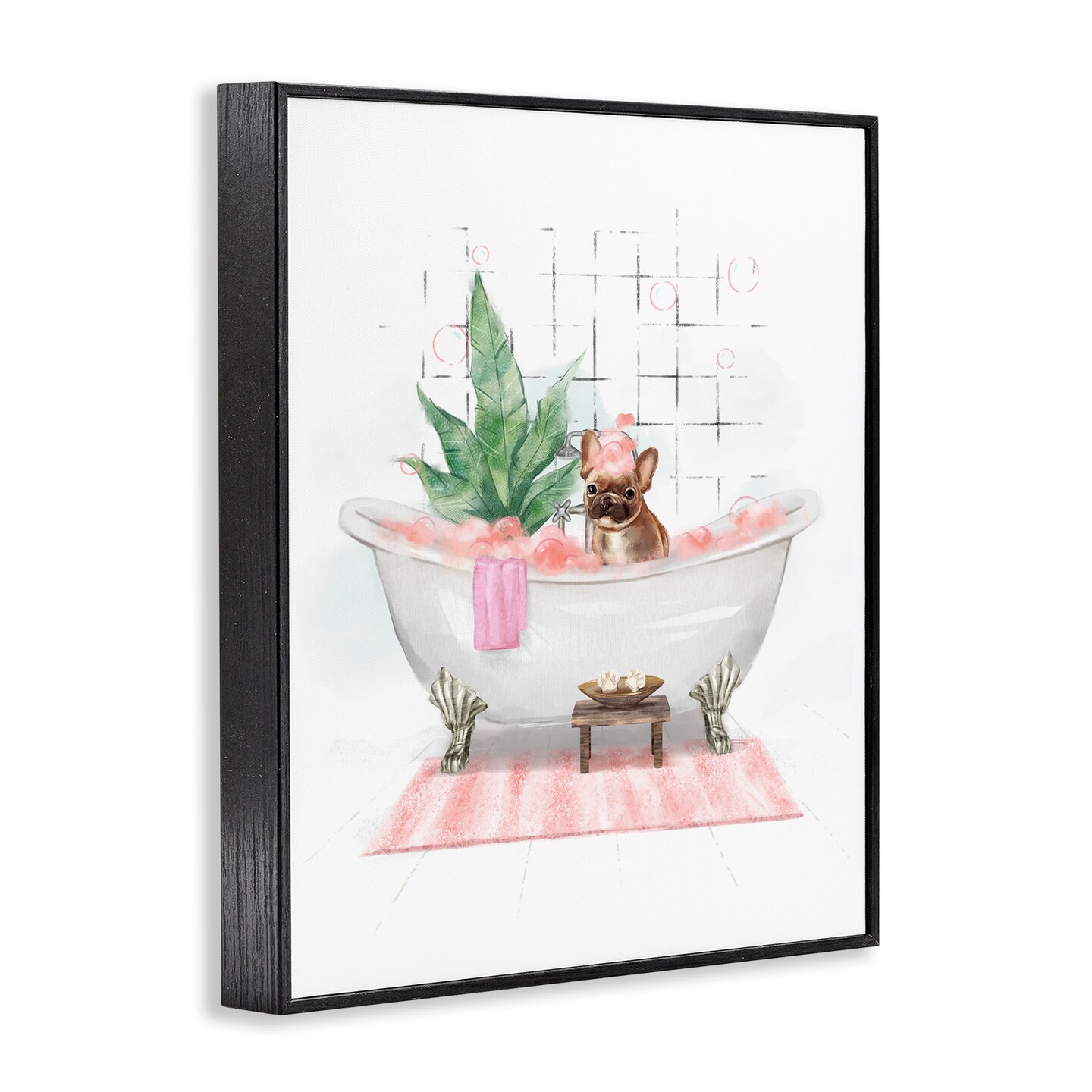 Stupell Industries Glam Pug in Tub Framed Giclee Wall Art Design by Ziwei Li