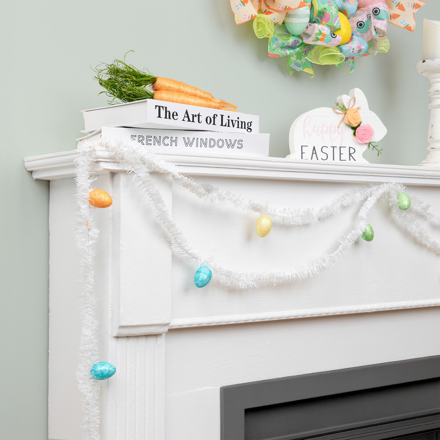 Northlight Tinsel Garland with Easter Eggs - 25' - White
