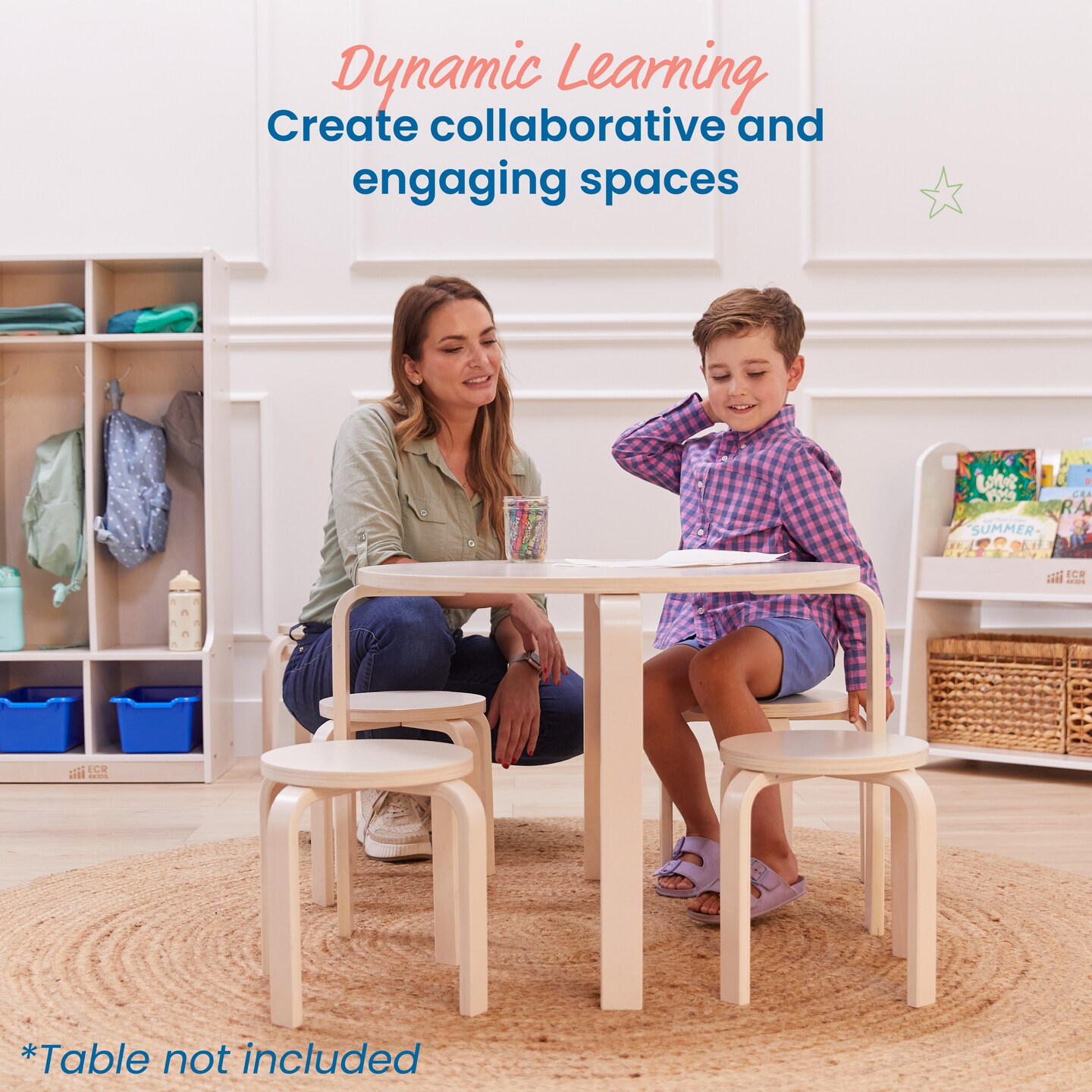 Bentwood Stackable Stools, Classroom Furniture, 6-Piece