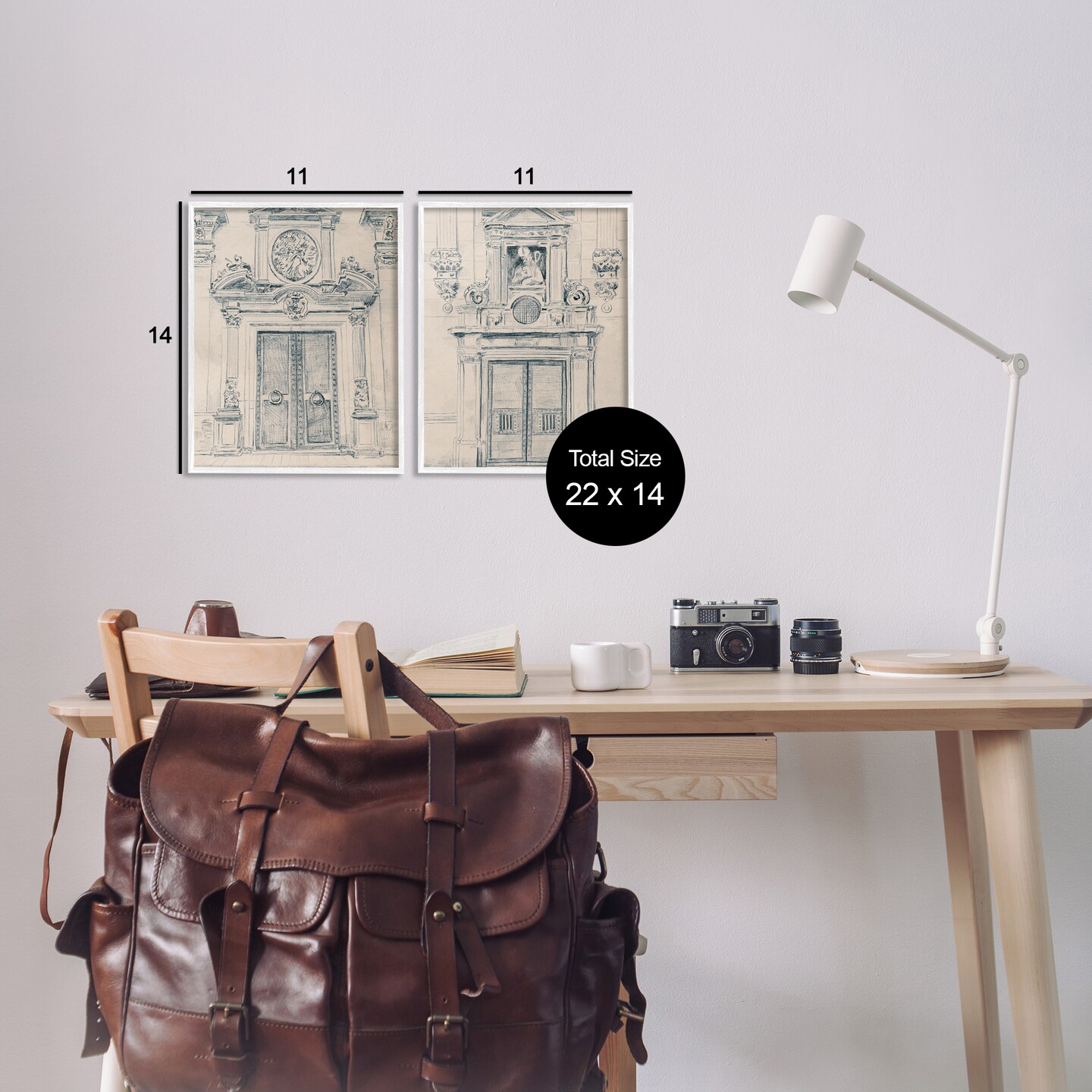 Stupell Industries Pencil Sketch Ornate Door 2 pc Framed Giclee Wall Art Set Design by June Erica Vess