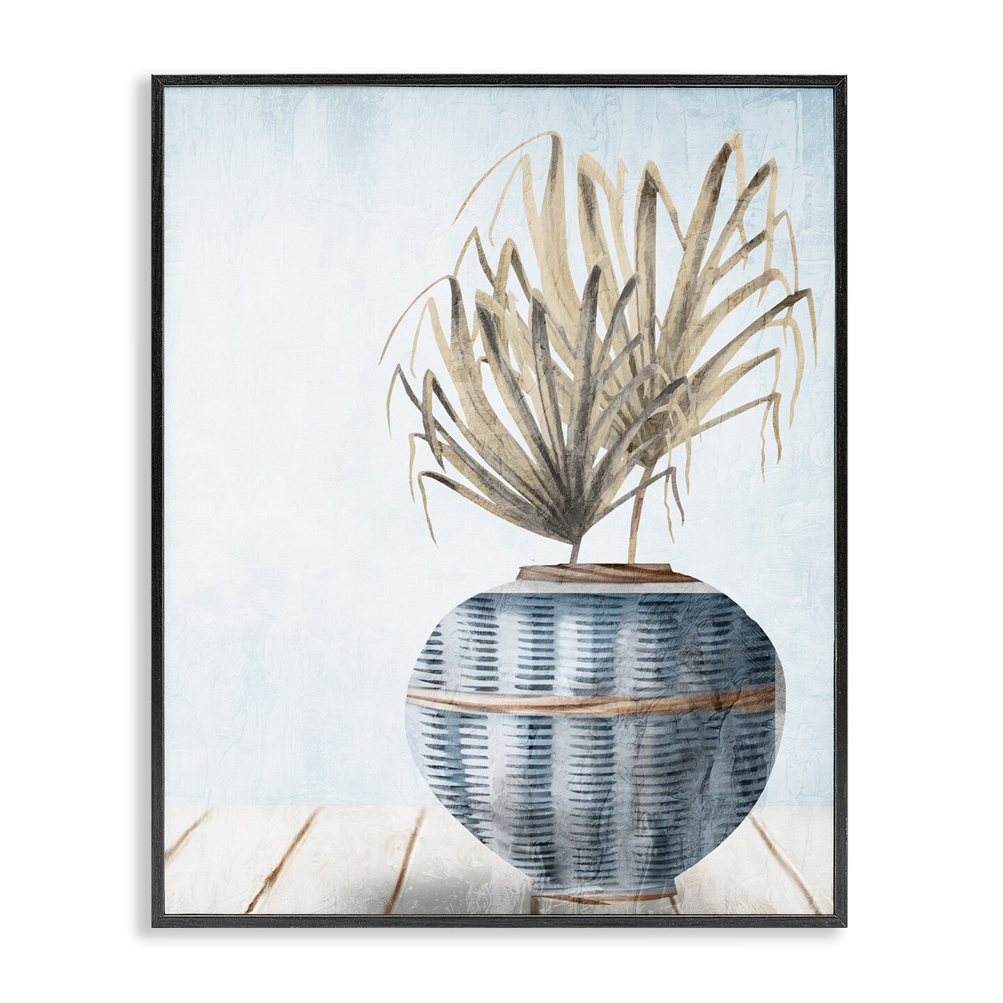 Stupell Industries Plant in Woven Vase Framed Giclee Wall Art Design by Kim Allen