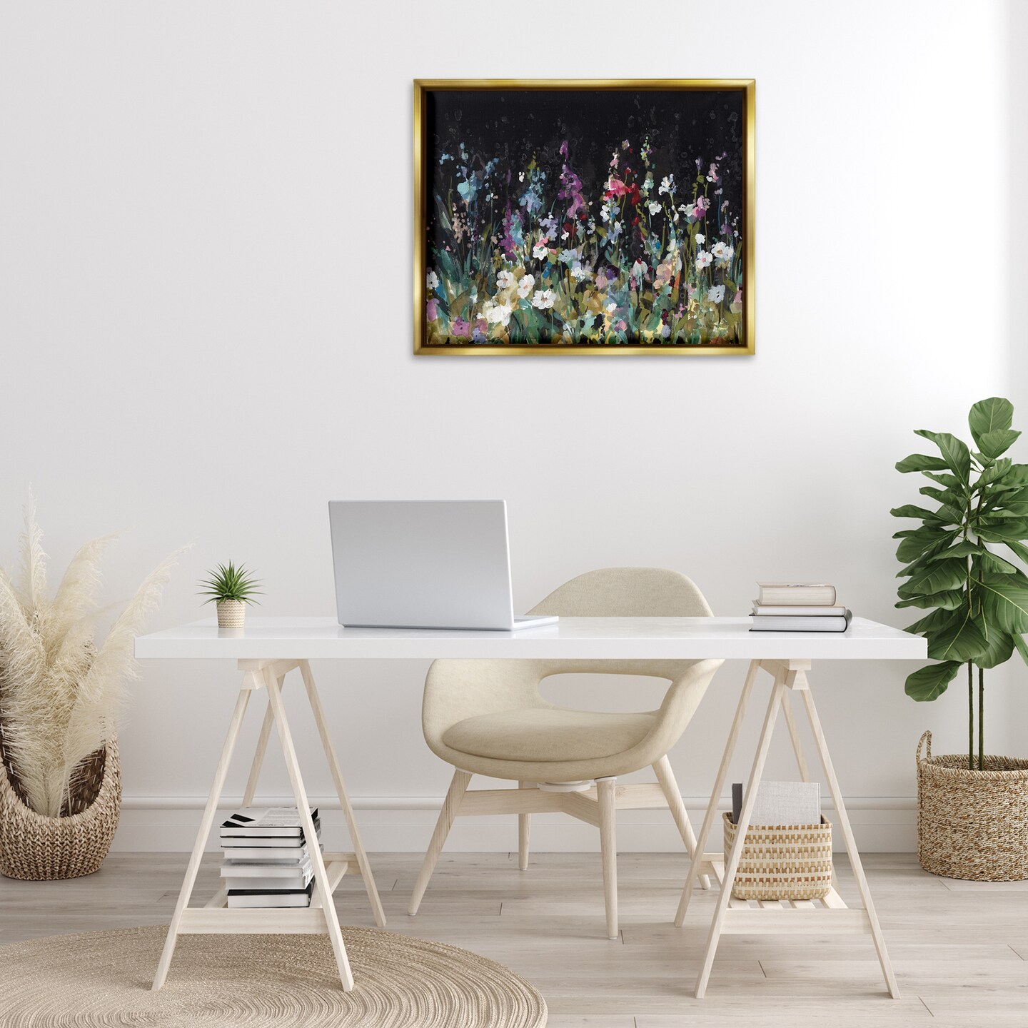 Stupell Industries Dark Garden Meadow Framed Floater Canvas Wall Art Design by Danhui Nai