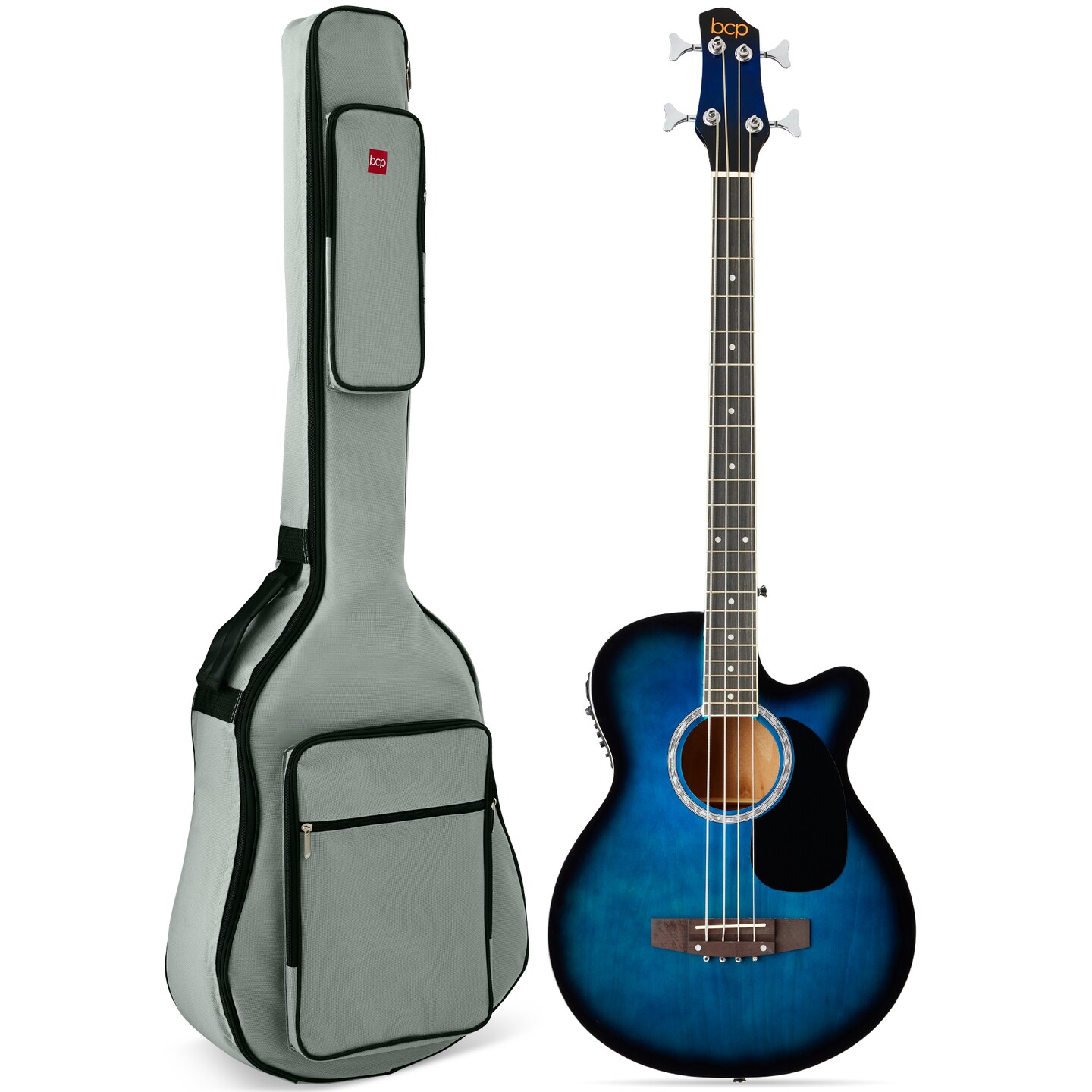 Best Choice Products 22-Fret Full Size Acoustic Electric Bass Guitar w/ 4-Band Equalizer, Truss Rod