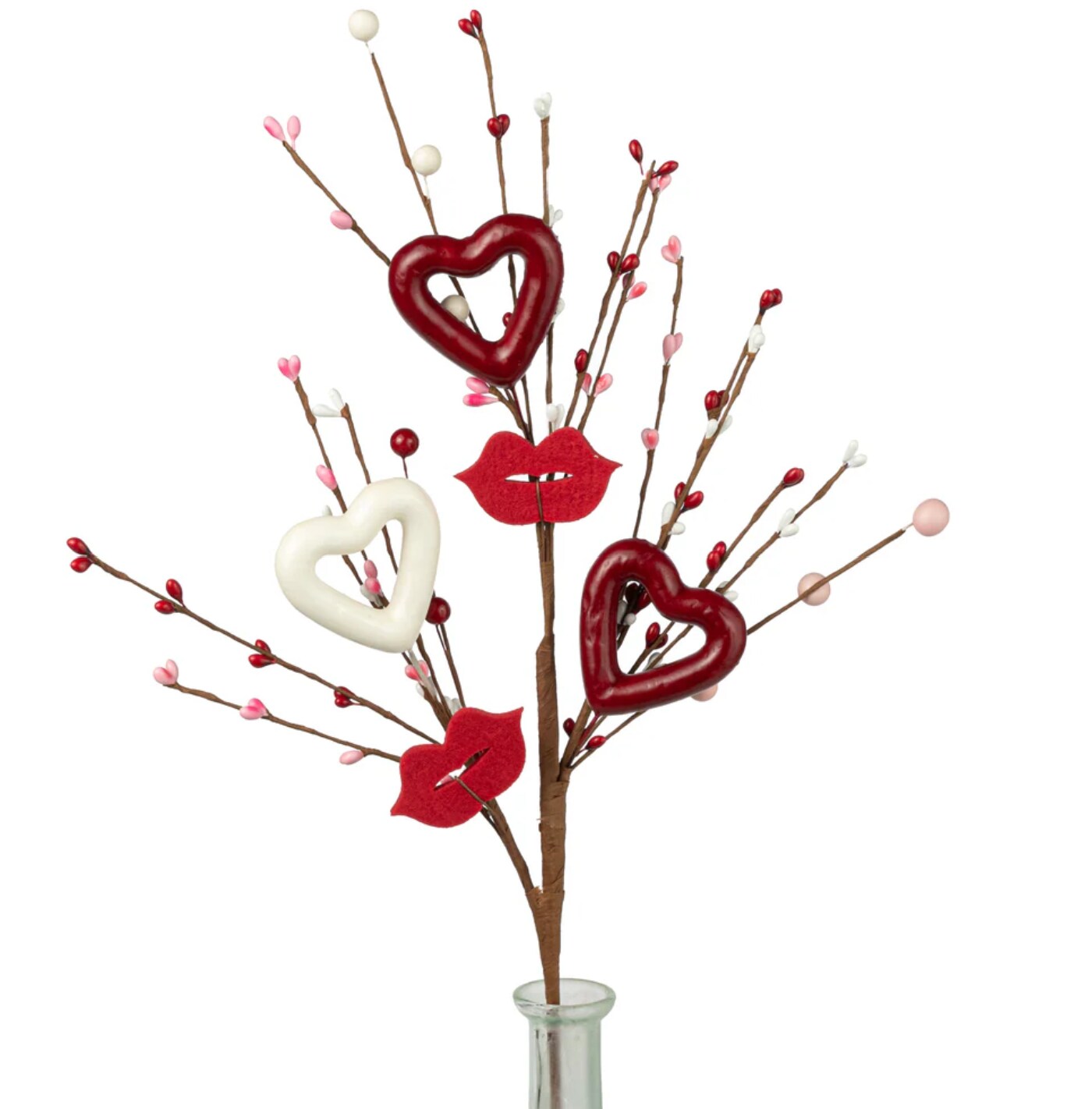 20" Heart and Lips Valentine’s Day Pick - Romantic Floral Spray