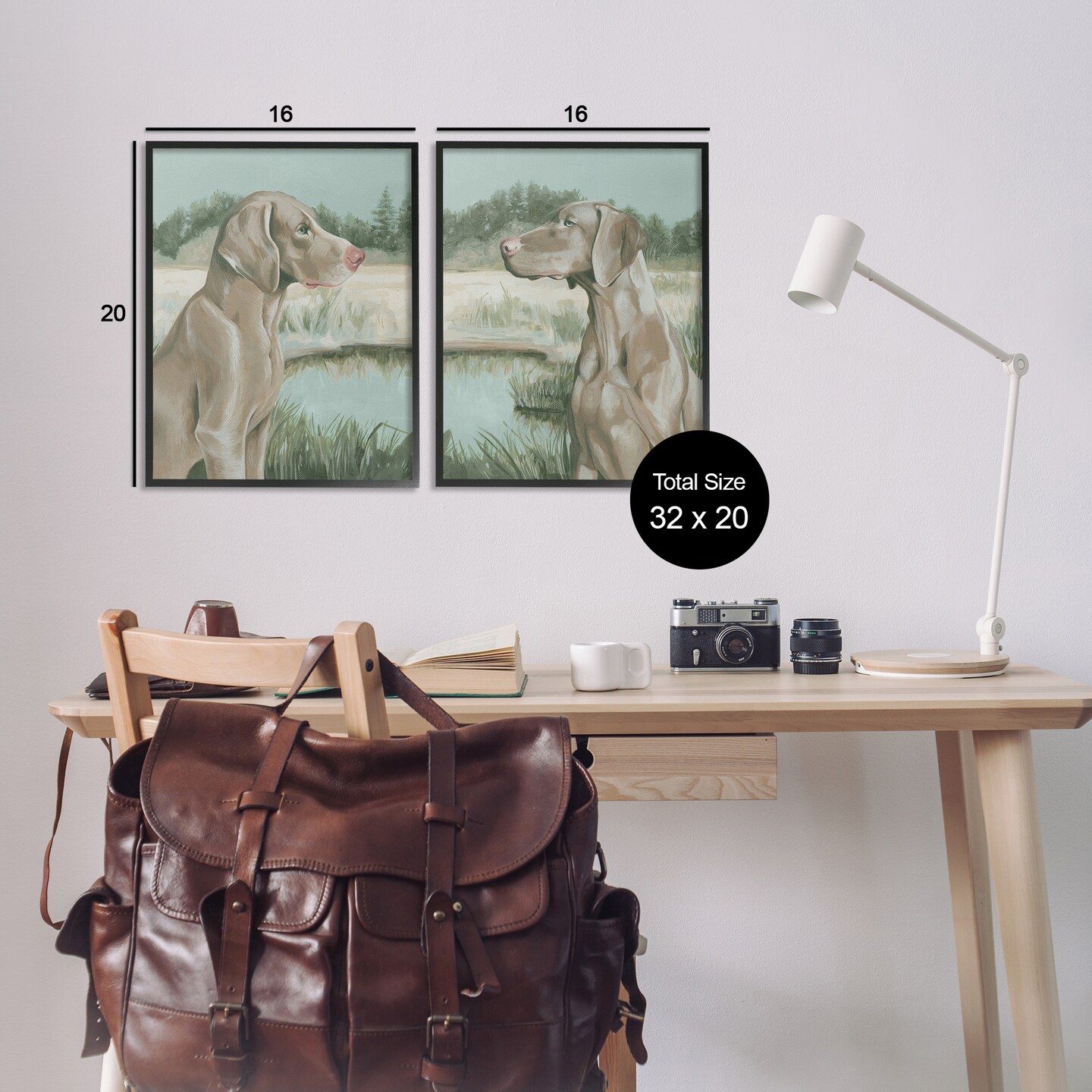 Stupell Industries Weimaraner Dog by Marsh 2 pc Framed Giclee Wall Art Set Design by Grace Popp