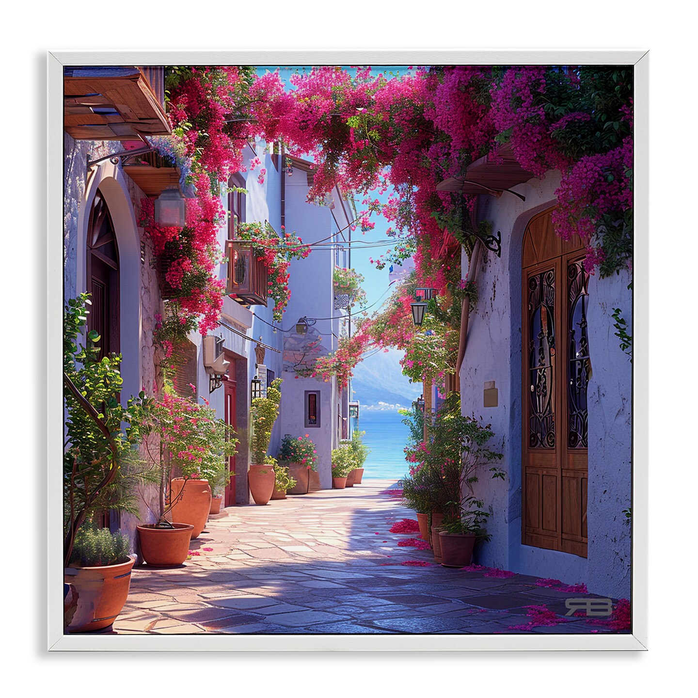 Stupell Industries Cobblestone Lane in Town Framed Giclee Wall Art Design by RB