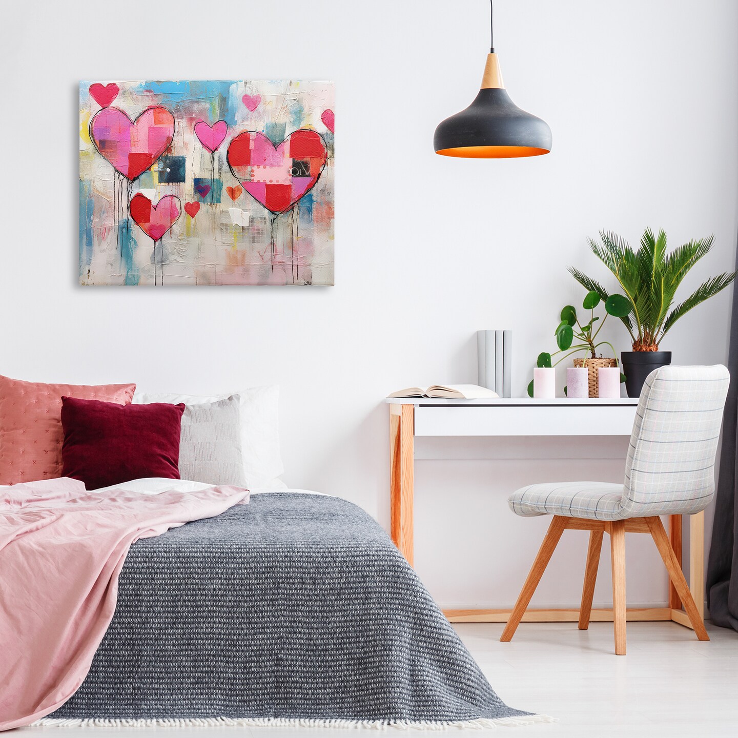 Stupell Industries Urban Hearts Painting Collage Canvas Wall Art Design by LSR Design Studio