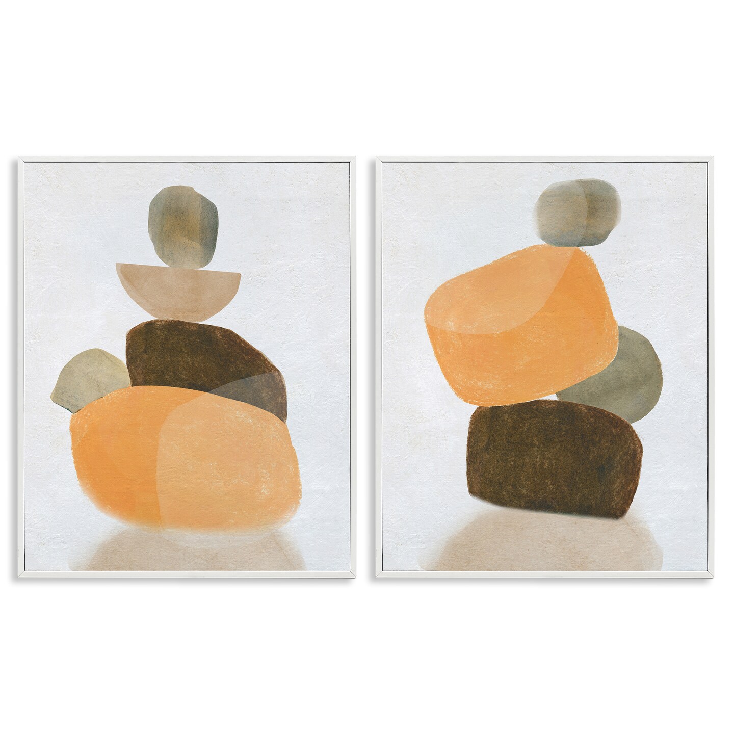 Stupell Industries Stacked Abstract Pebbles 2 pc Framed Giclee Wall Art Set Design by Carol Robinson
