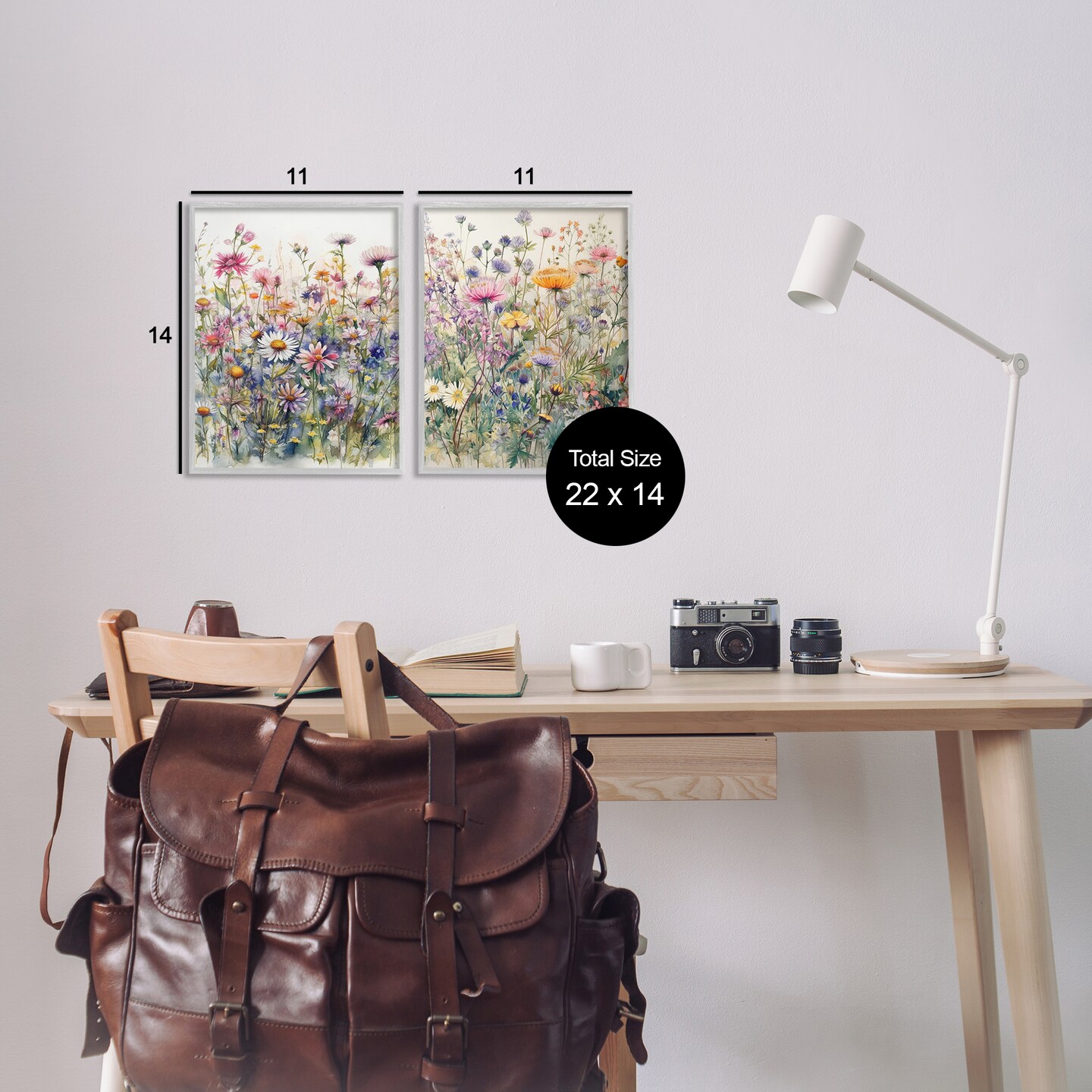 Stupell Industries Watercolor Daisy & Aster Field 2 pc Framed Giclee Wall Art Set Design by Ryley Gray