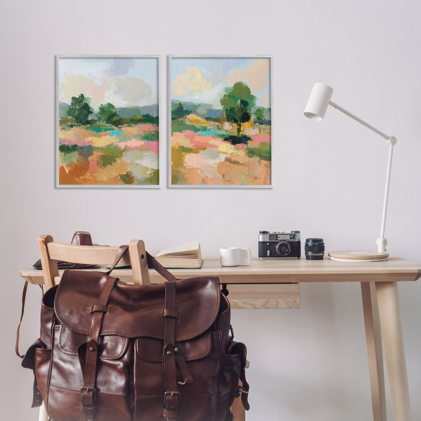 Stupell Industries Spring Field Abstract Landscape 2 pc Framed Giclee Wall Art Set Design by Silvia Vassileva