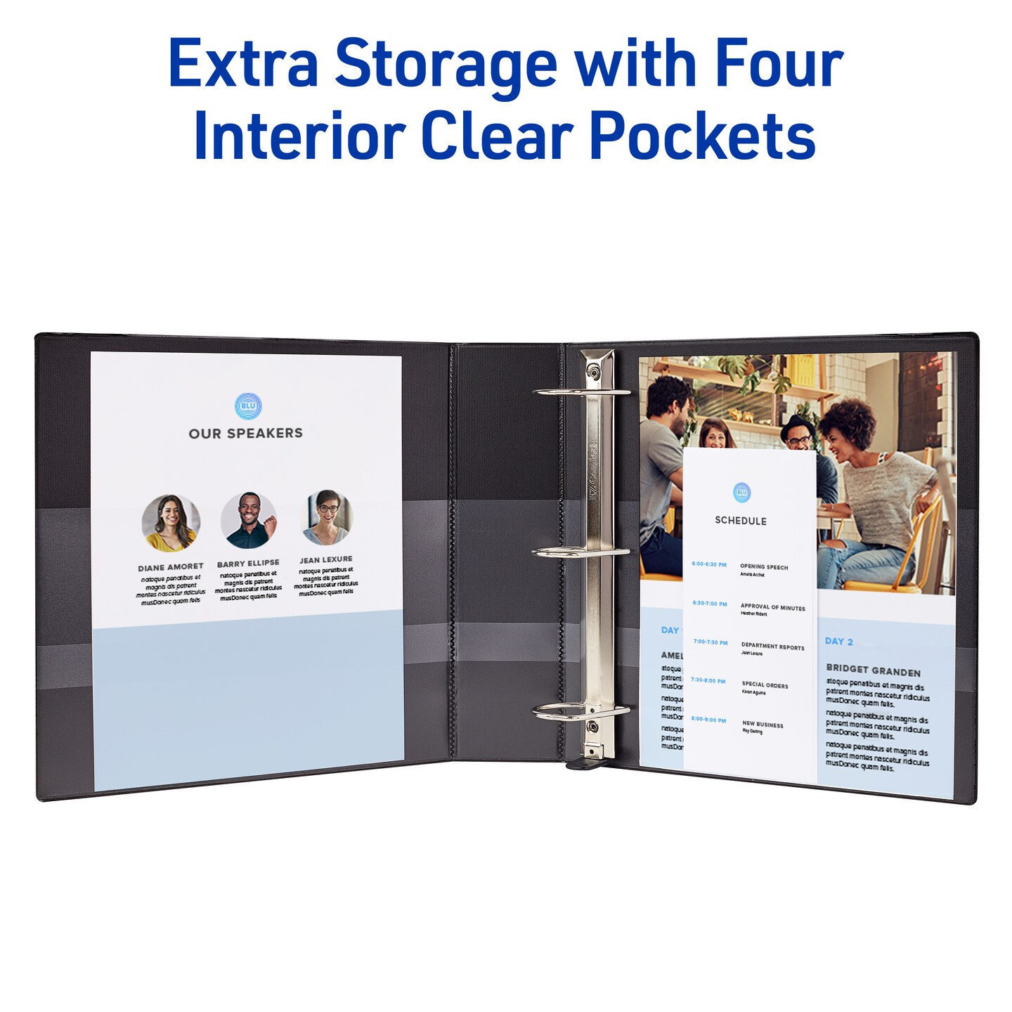 Avery Heavy-Duty View 3 Ring Binders, 2 Inch One Touch Slant Rings, 530-Sheet Capacity, DuraHinge, 2.8 Inch Wide Spine, Customizable Clear Cover and Spine, Black Binders (6-Pack of 79692)