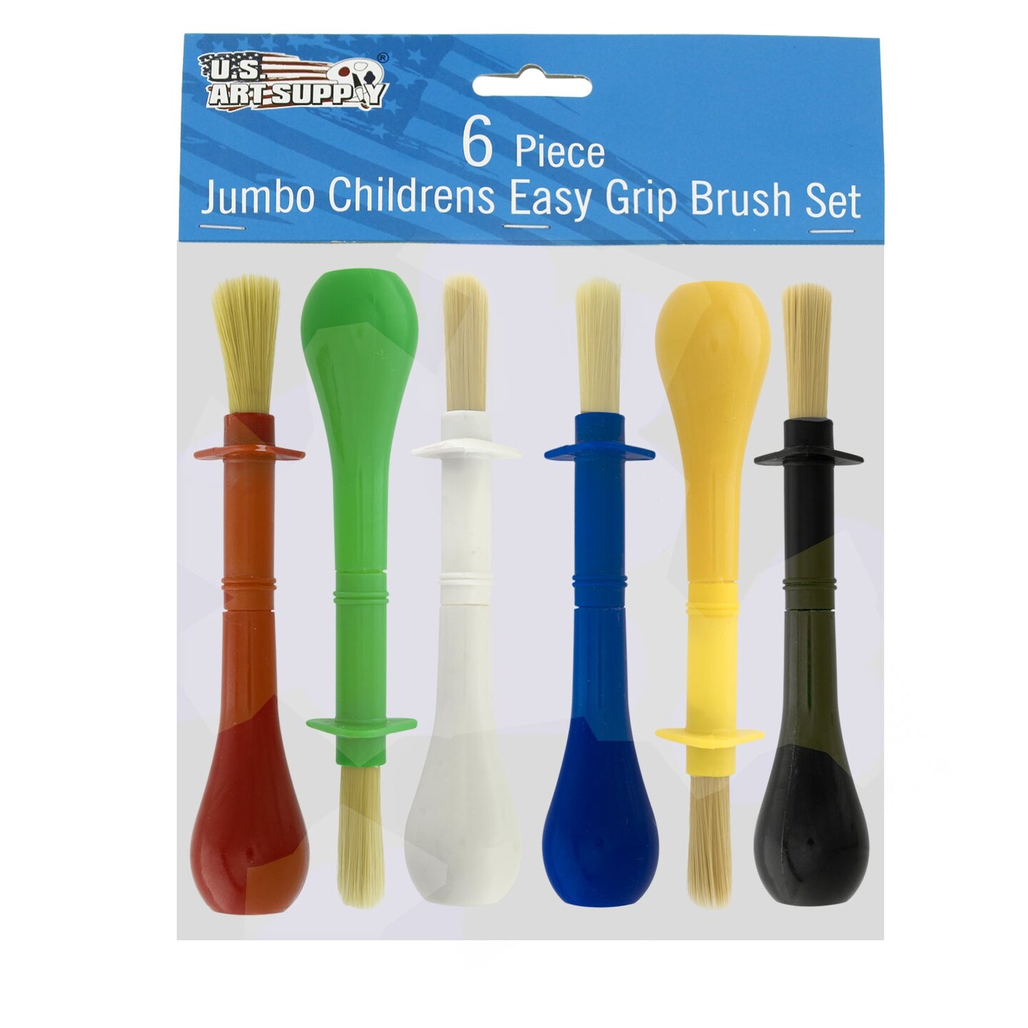 6-Piece Jumbo Tempera Art Brushes - Plastic Handle Round Brushes, Stubby Grip - Classroom Paint Brushes for Crafts, Tempera & Acrylic Painting, Ideal for Beginners & Students