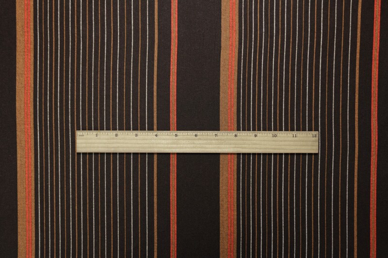 Brown-Red-Ivory Cotton Stripe Printed Woven Fabric By the Yard