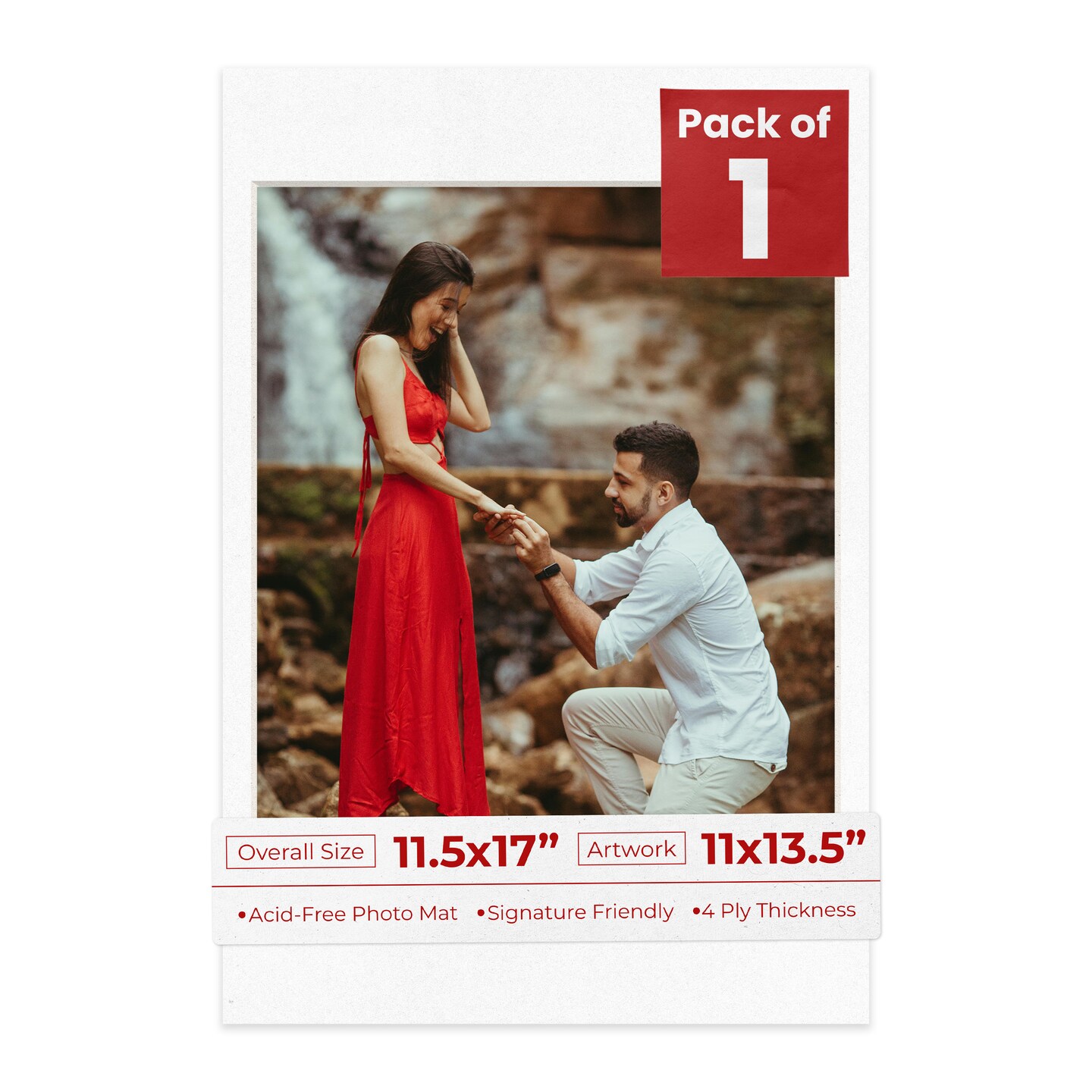 White with Black Core Mat Board for 11.5x17 Frames - Fits 11x13.5 Photos