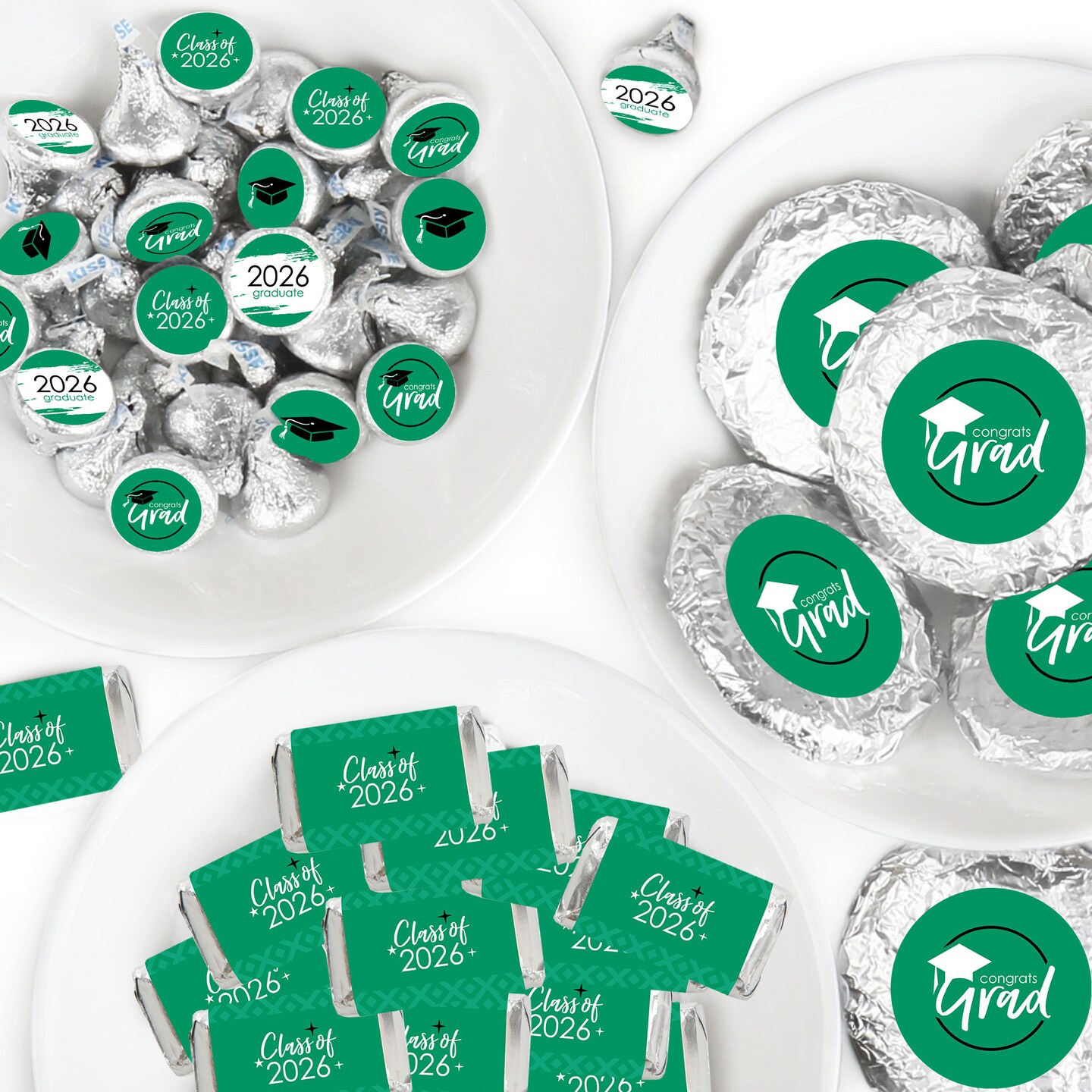 Big Dot of Happiness 2026 Green Graduation Party Candy Favor Sticker Kit - 304 Pieces