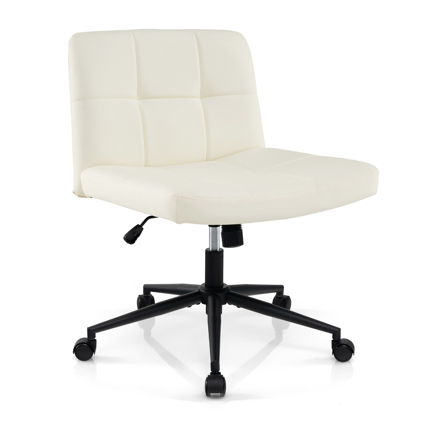 Height-Adjustable Armless Desk Chair with Wheels for Home Office or Vanity