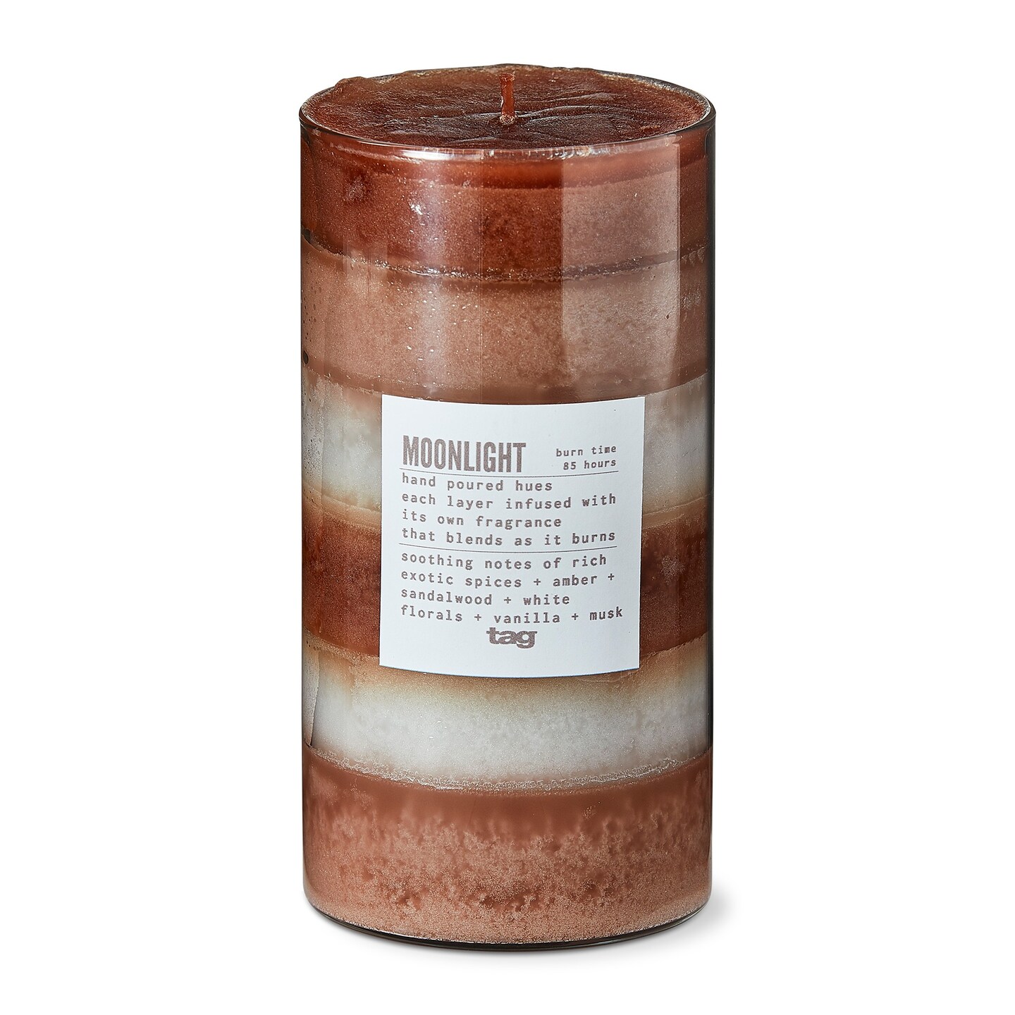 Moonlight Themed Scented Paraffin Wax Pillar Candle Large, Brown, 3x5.9 inch, Burn Time 105 Hours