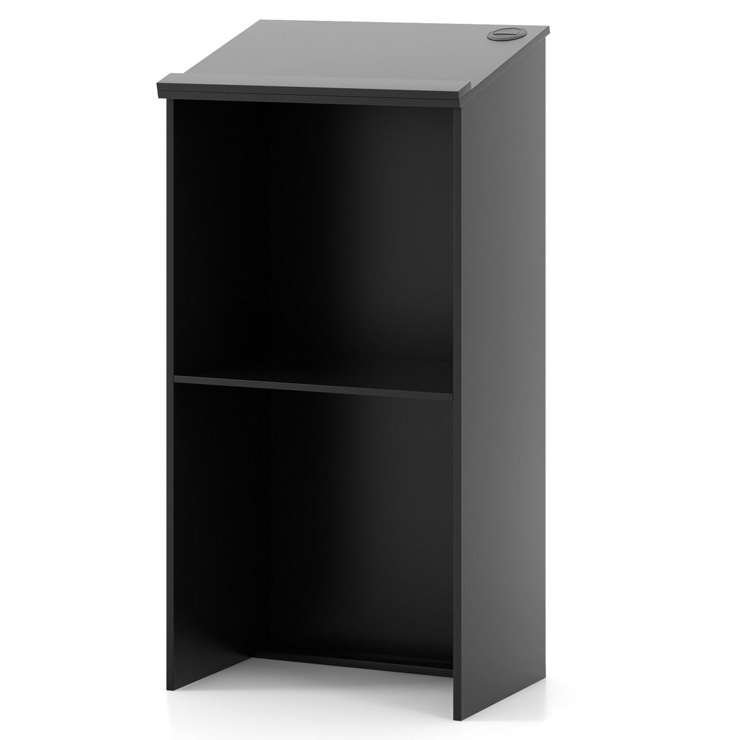 Black Wooden Floor Standing Podium Speaking Lectern with Adjustable Shelf