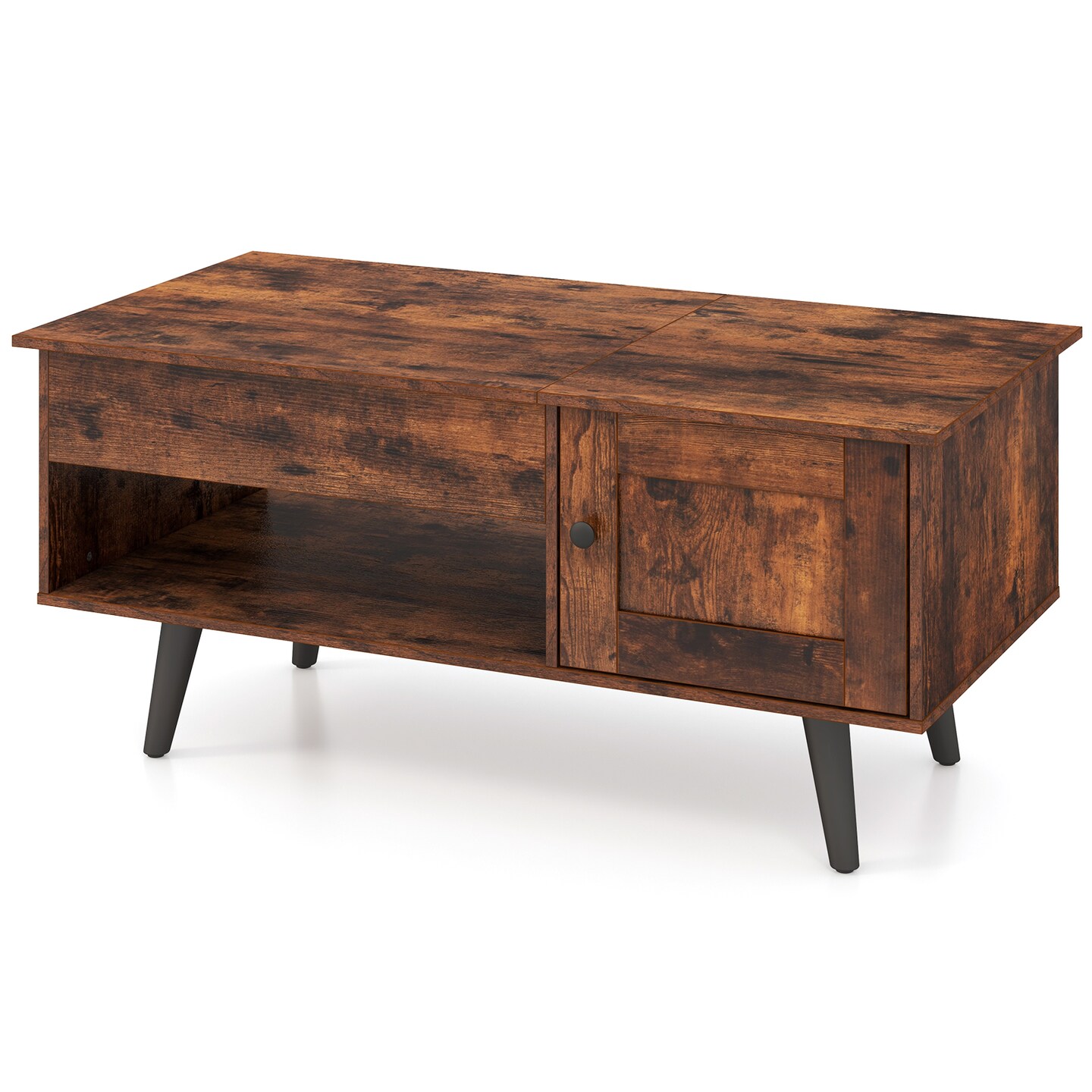 Lift Top Coffee Table with Storage Hidden Compartment and Open Shelf