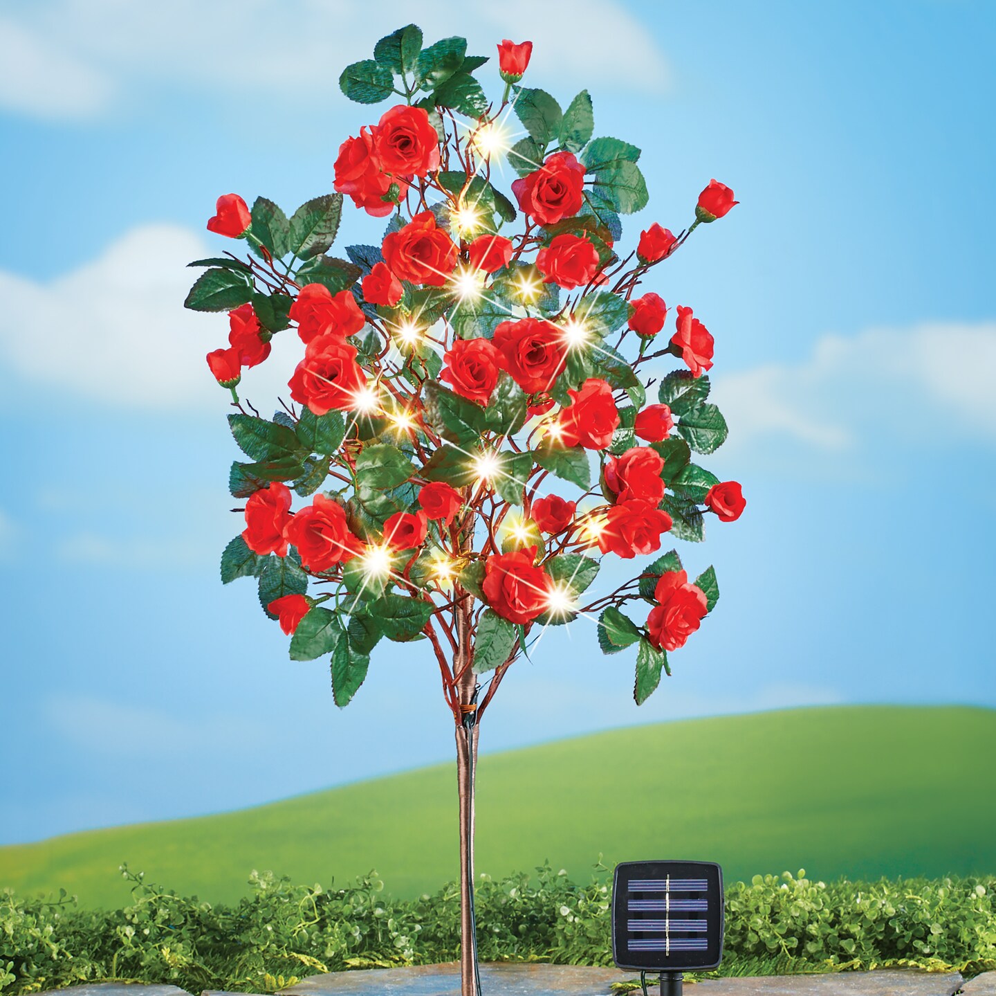 Collections Etc Solar Powered Rose Bush Stake with 20 LED Lights