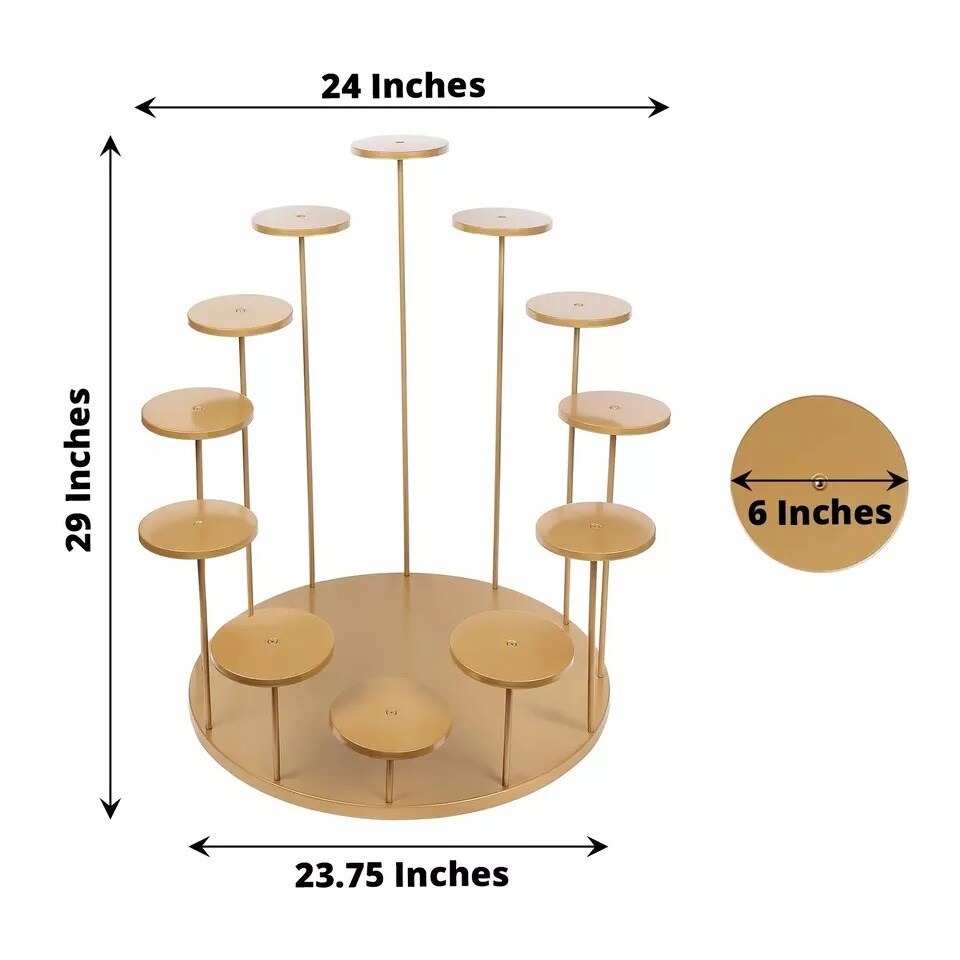 Gold 29" Tiered 12 Arm Round Metal Cupcake Holder Dessert Display Stand Party