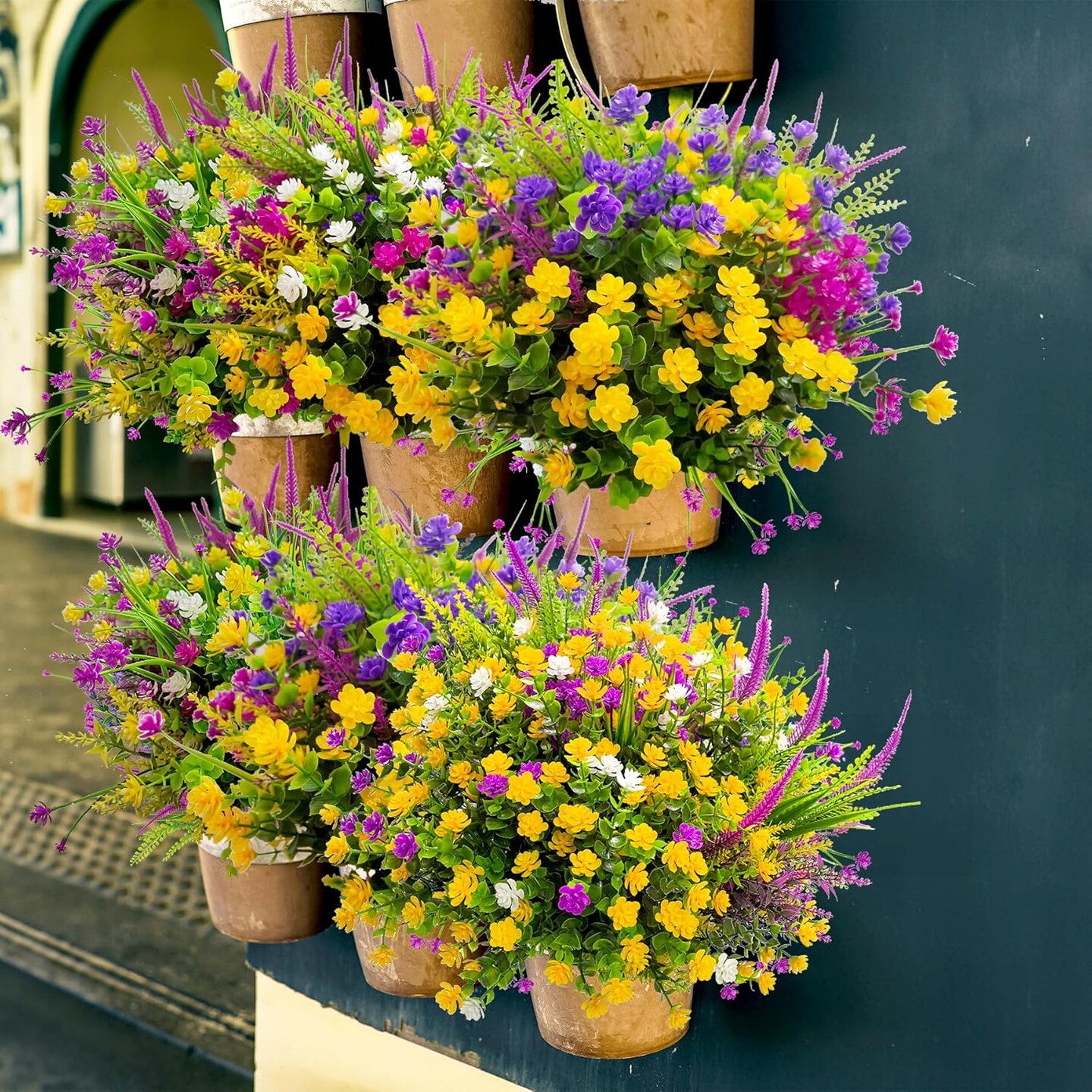 20-Pack Artificial Flowers for Outdoors – UV-Resistant Fake Plants for Porch, Garden, Window Boxes, Yard, and Spring/Summer Home Décor, Realistic Colorful Faux Flowers