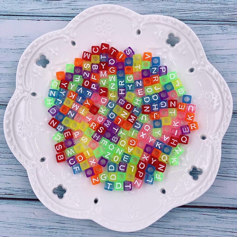 1000 Pcs Letter Beads Acrylic Cube Beads Alphabet Beads Number Beads